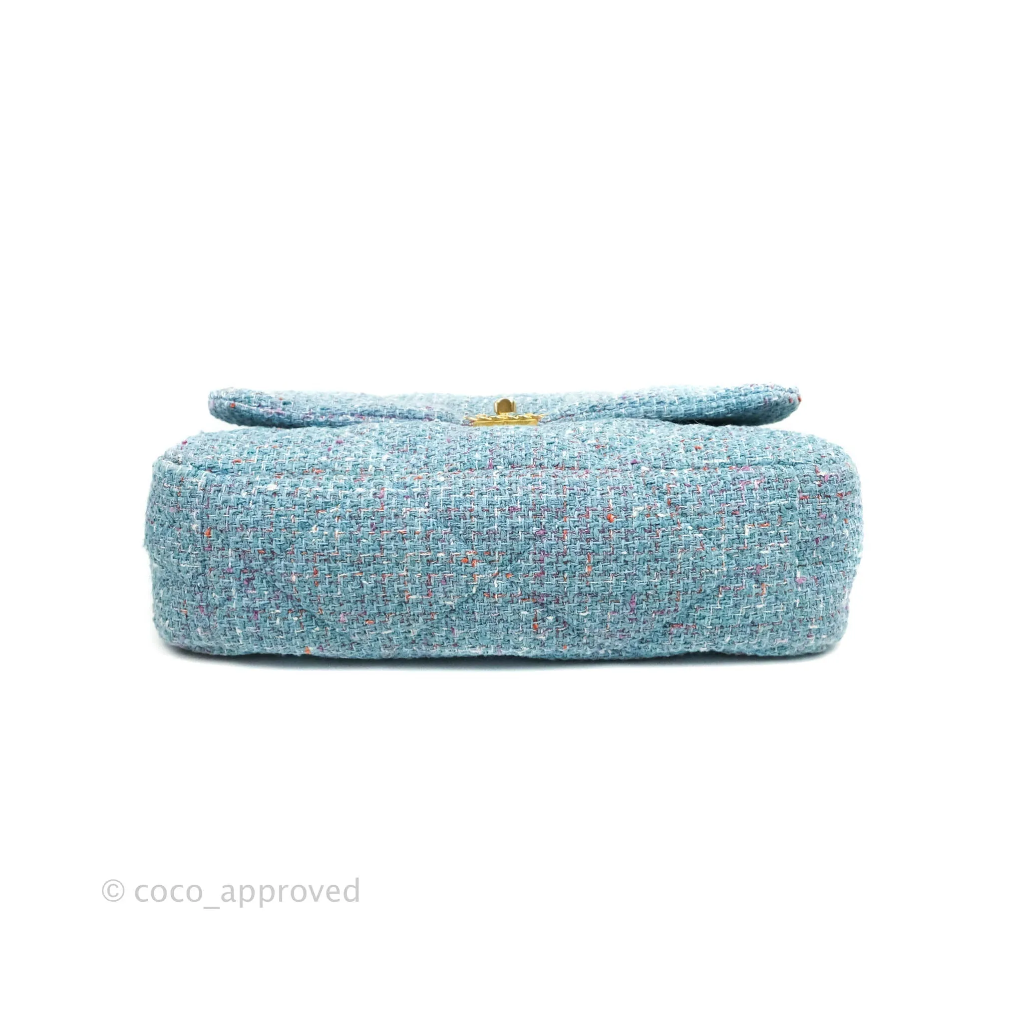 Chanel 19 Maxi Flap Bag Blue Tweed Mixed Hardware