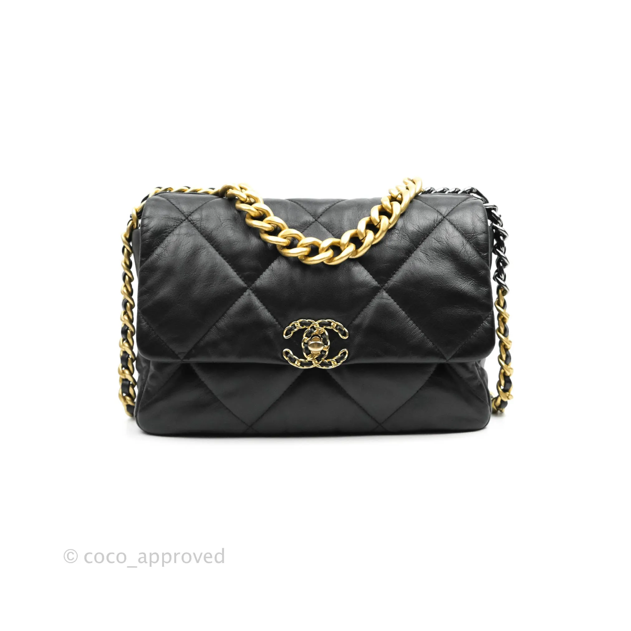 Chanel 19 Medium Black Goatskin Mixed Hardware