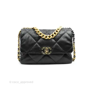Chanel 19 Medium Black Goatskin Mixed Hardware