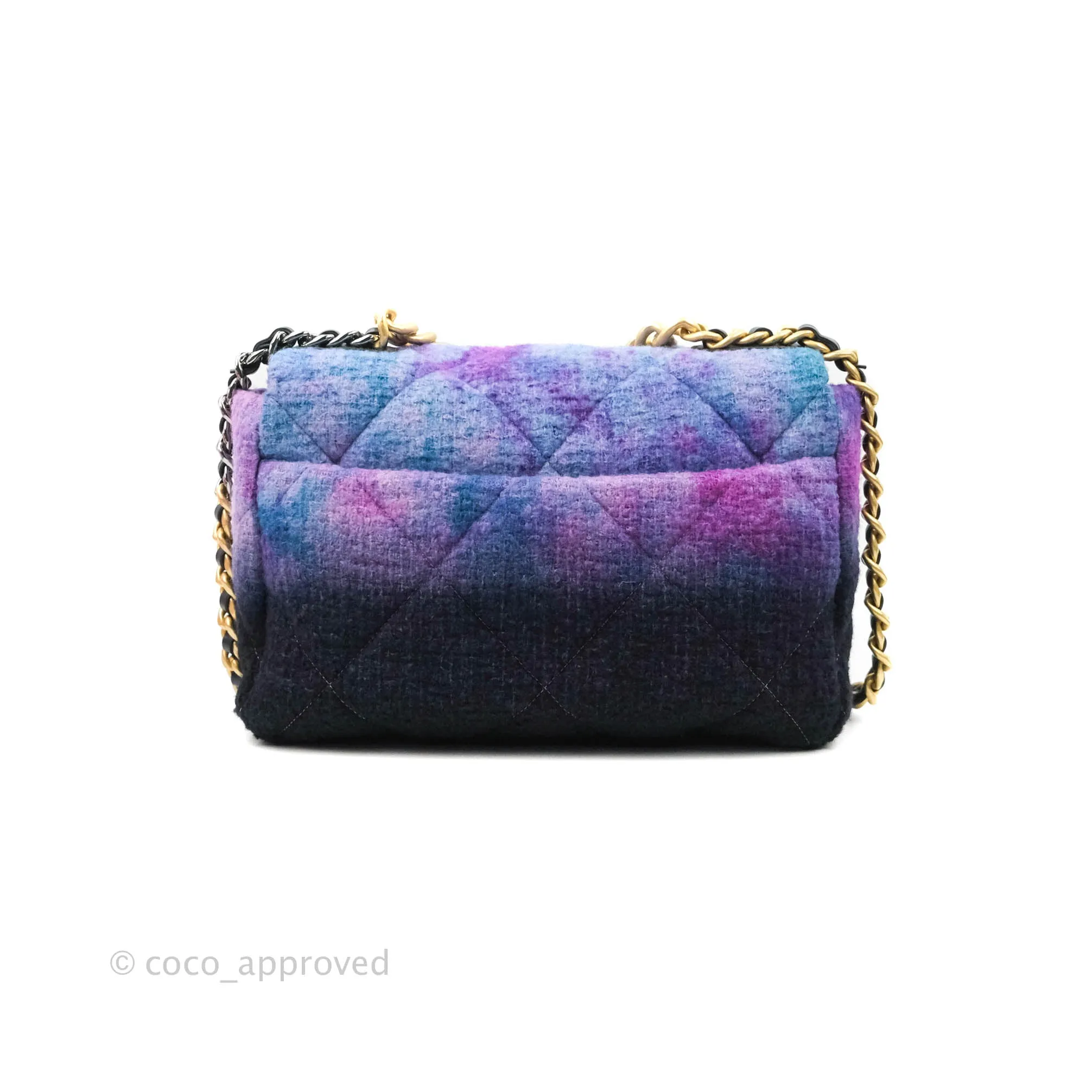 Chanel 19 Medium Tweed Ombre Purple Black Mixed Hardware