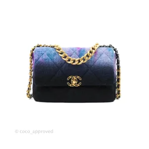 Chanel 19 Medium Tweed Ombre Purple Black Mixed Hardware