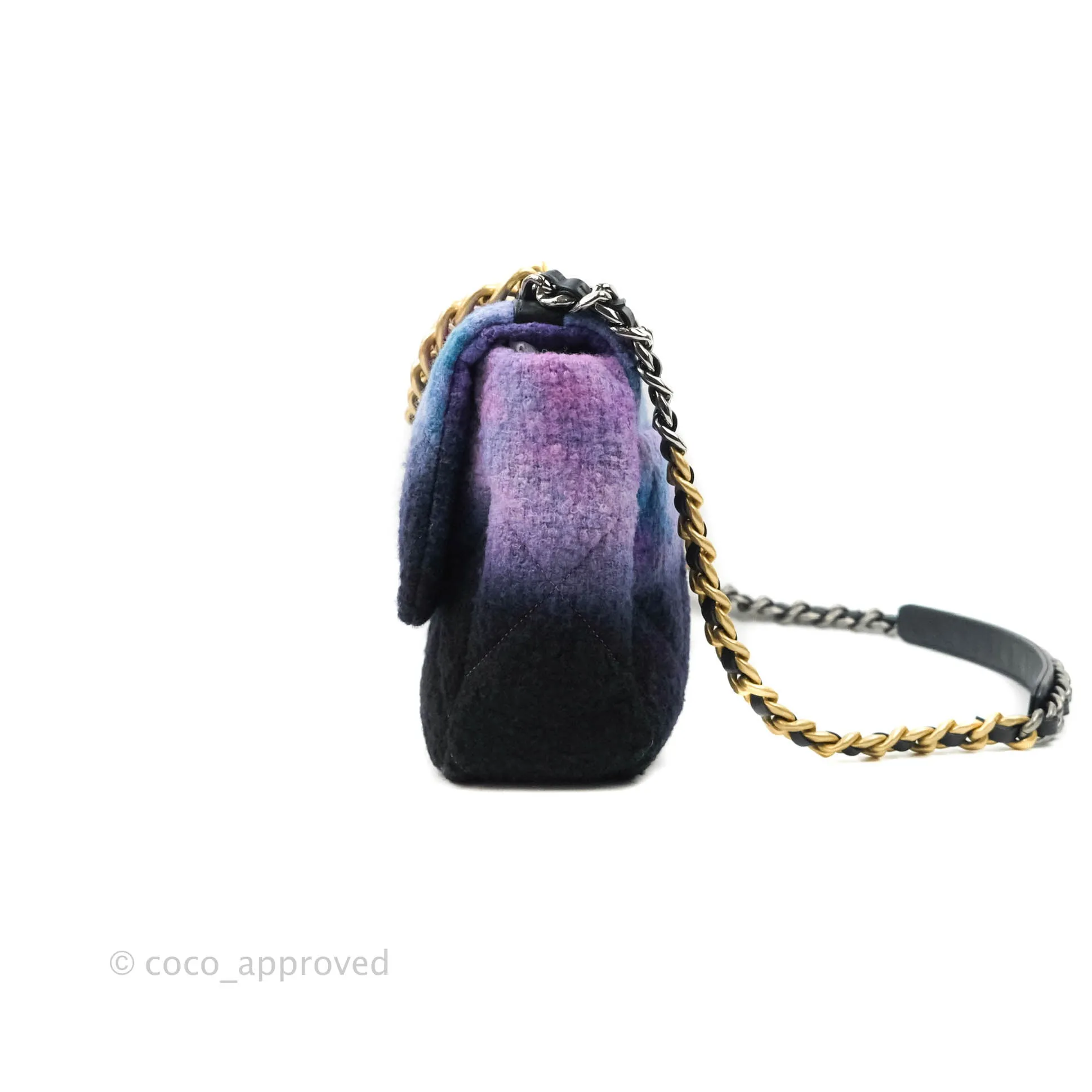 Chanel 19 Medium Tweed Ombre Purple Black Mixed Hardware