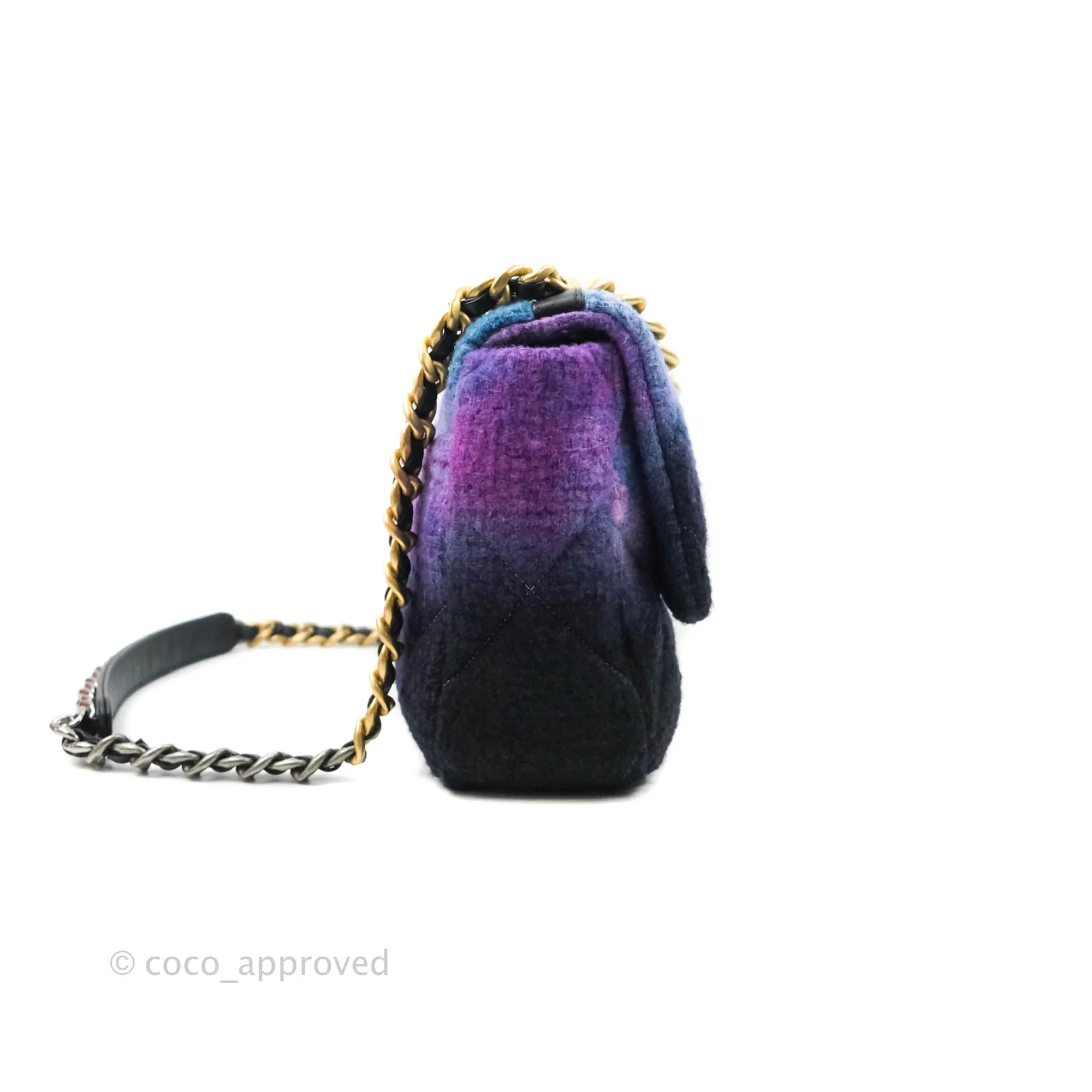Chanel 19 Medium Tweed Ombre Purple Black Mixed Hardware