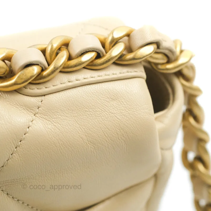 Chanel 19 Small Beige Goatskin Mixed Hardware
