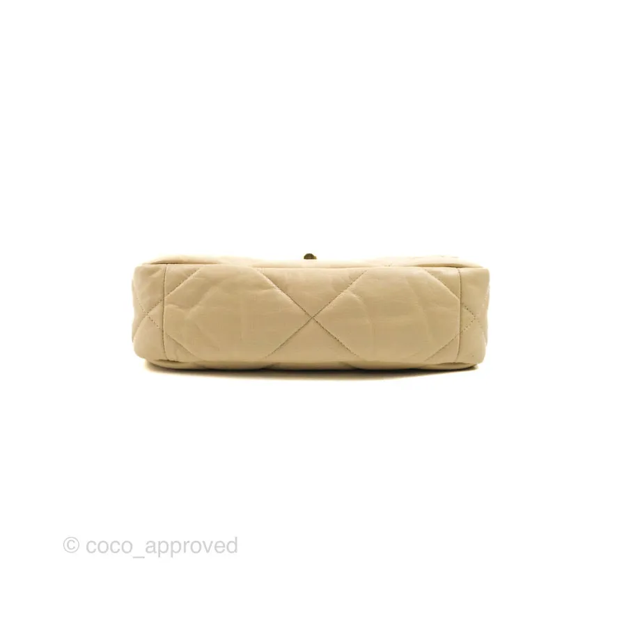Chanel 19 Small Beige Goatskin Mixed Hardware