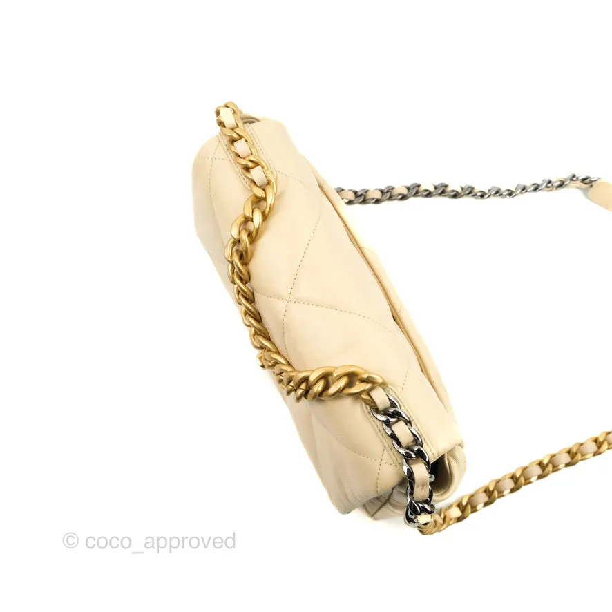 Chanel 19 Small Beige Goatskin Mixed Hardware