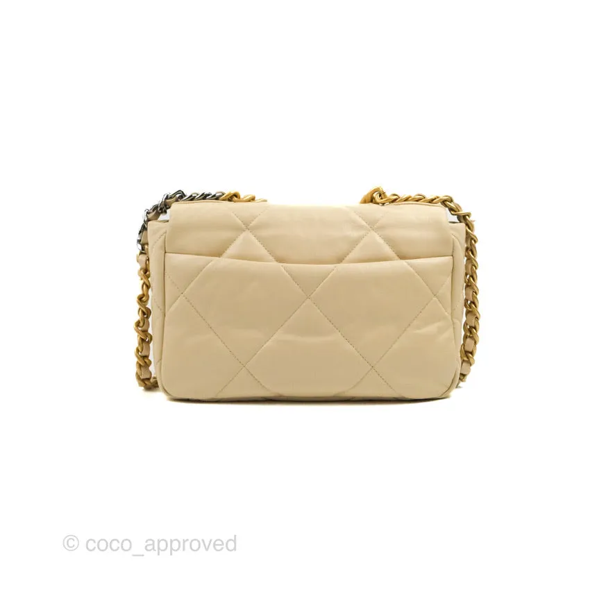 Chanel 19 Small Beige Goatskin Mixed Hardware