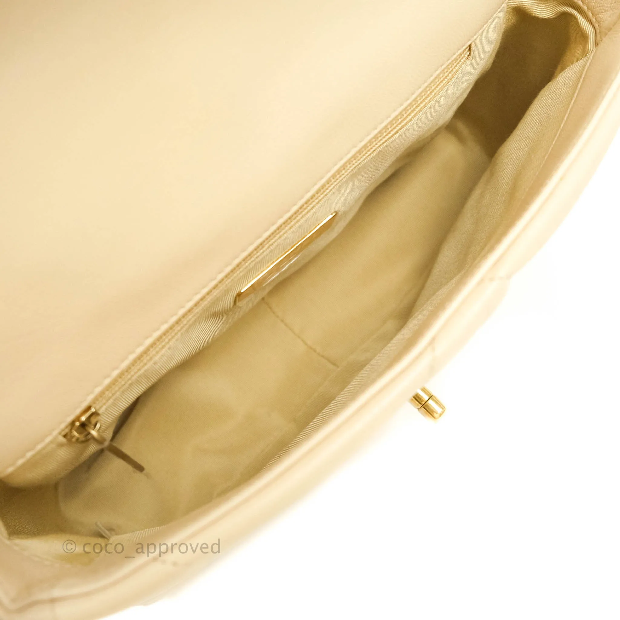 Chanel 19 Small Beige Goatskin Mixed Hardware