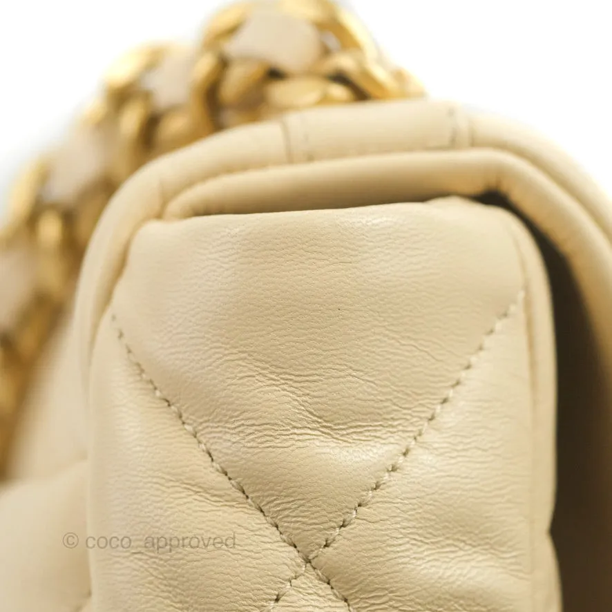 Chanel 19 Small Beige Goatskin Mixed Hardware