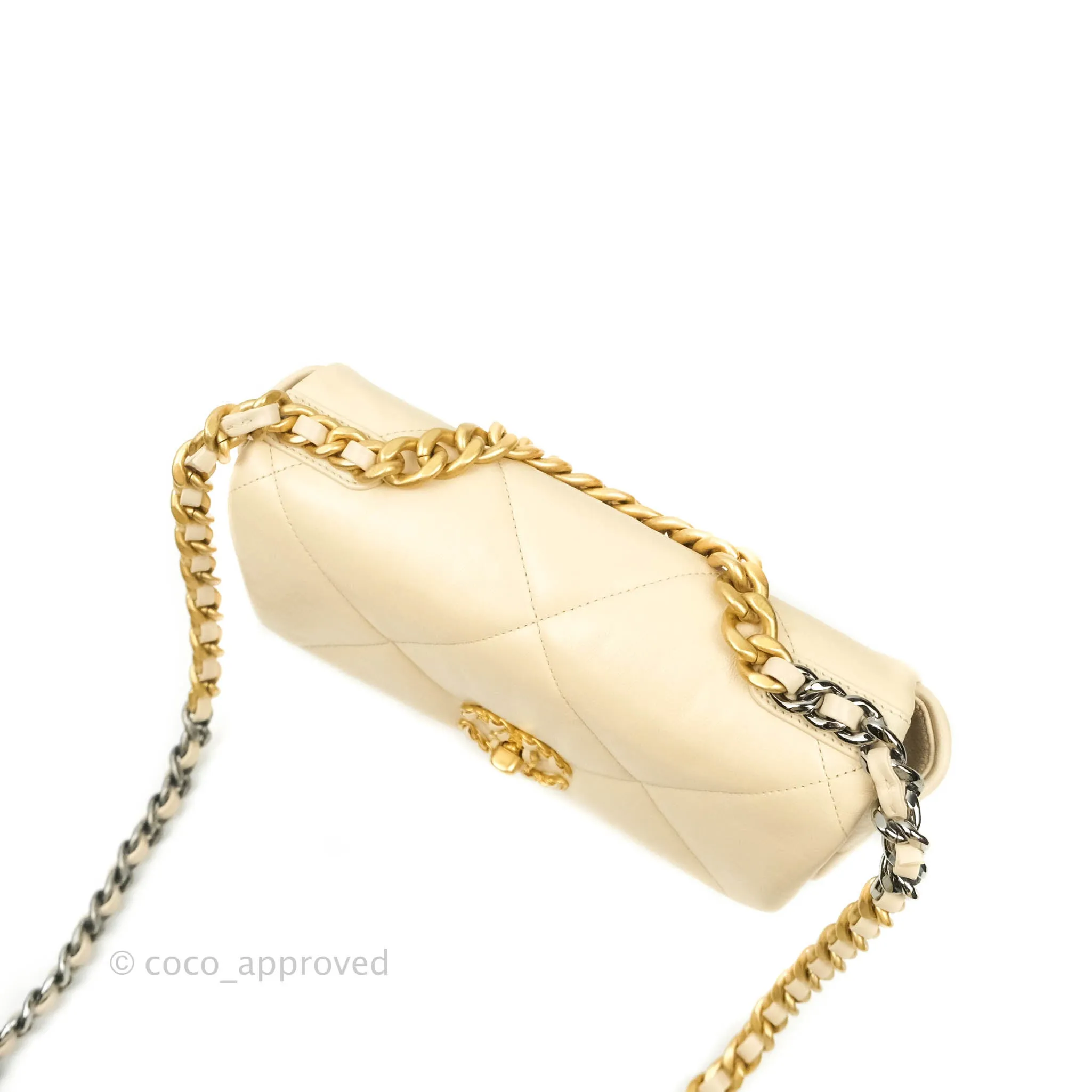 Chanel 19 Small Beige Goatskin Mixed Hardware