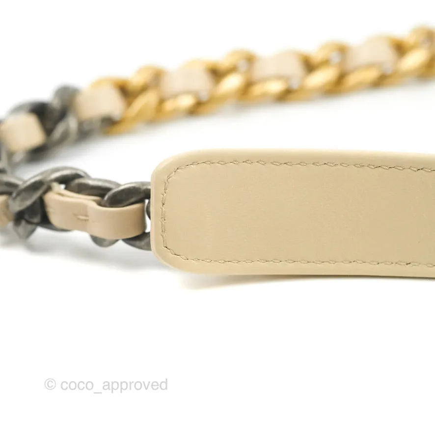 Chanel 19 Small Beige Goatskin Mixed Hardware