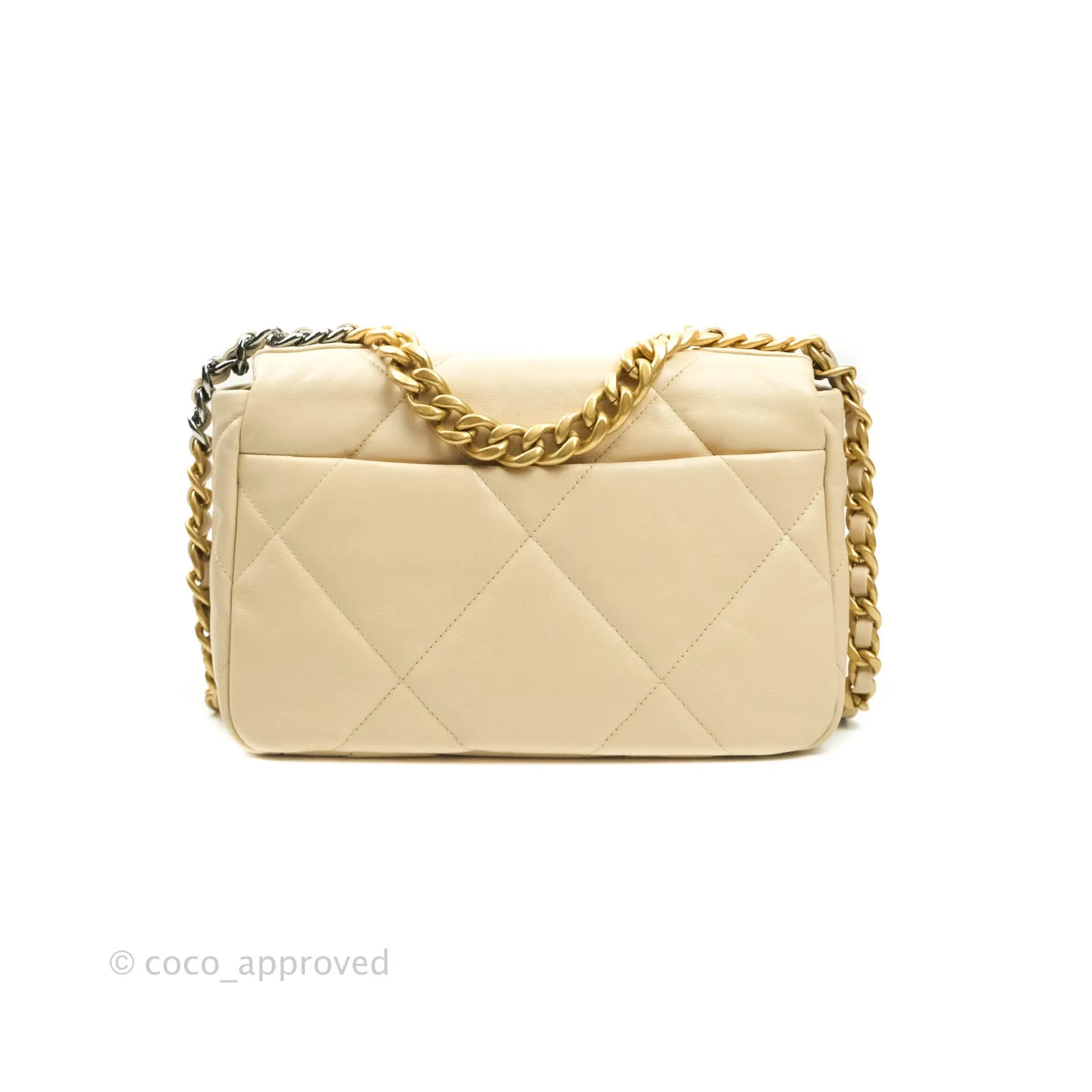 Chanel 19 Small Beige Goatskin Mixed Hardware