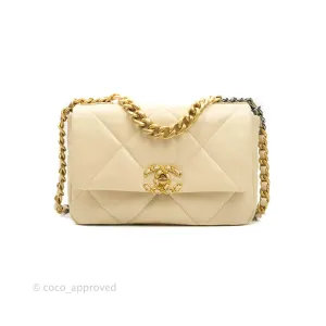 Chanel 19 Small Beige Goatskin Mixed Hardware