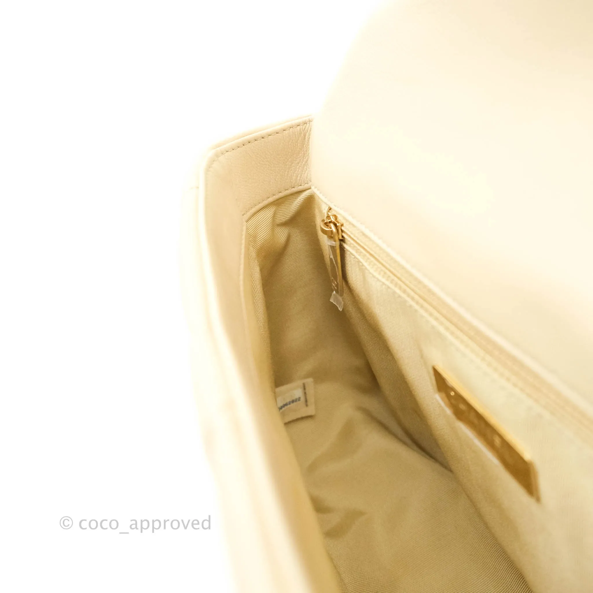 Chanel 19 Small Beige Goatskin Mixed Hardware