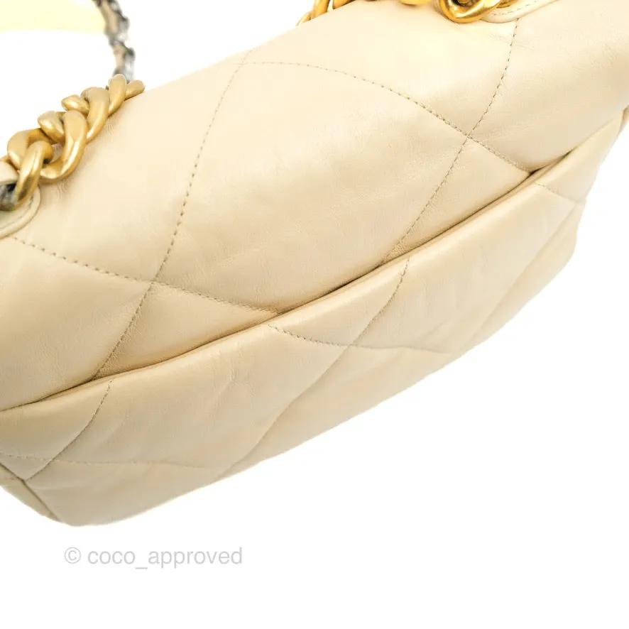 Chanel 19 Small Beige Goatskin Mixed Hardware