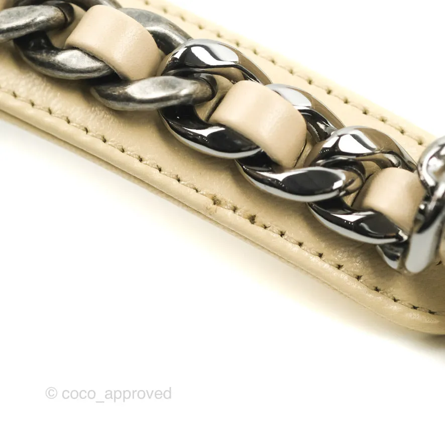 Chanel 19 Small Beige Goatskin Mixed Hardware