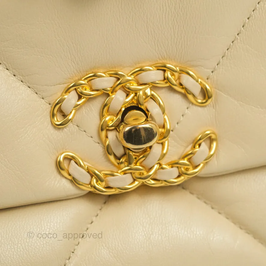 Chanel 19 Small Beige Goatskin Mixed Hardware