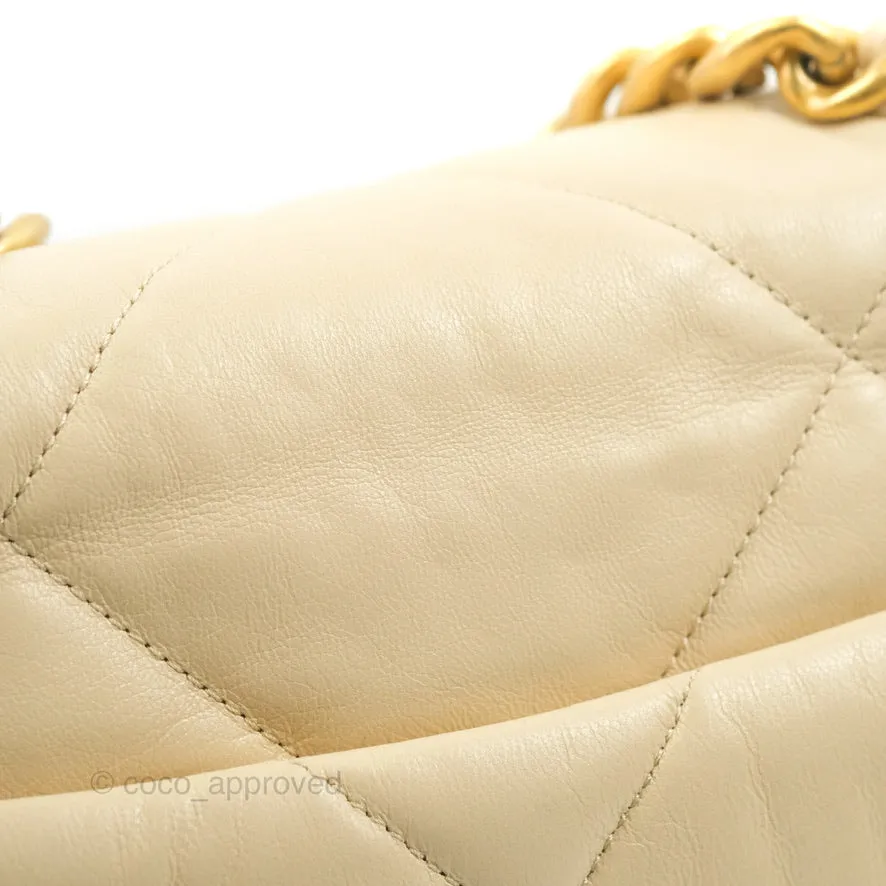 Chanel 19 Small Beige Goatskin Mixed Hardware