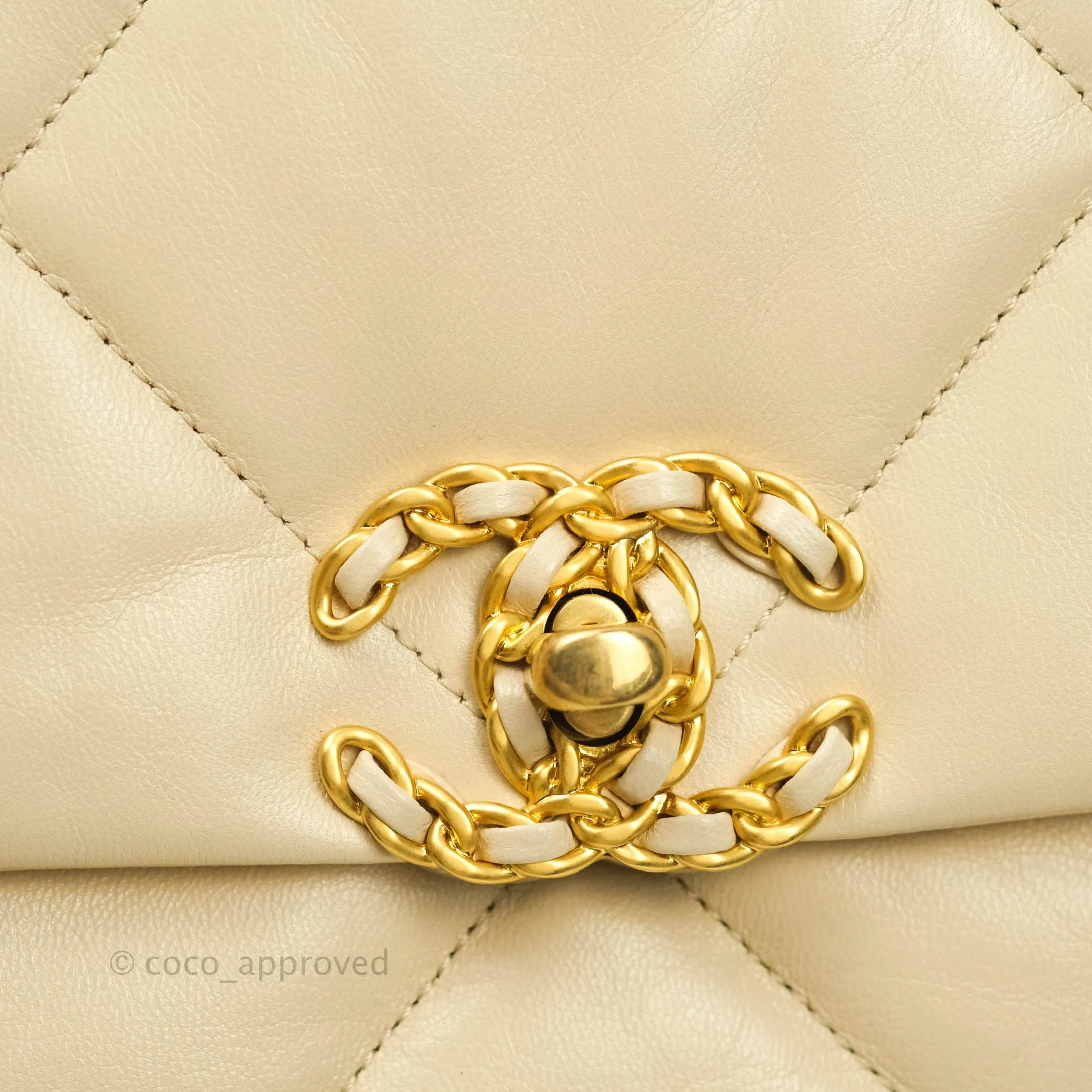 Chanel 19 Small Beige Goatskin Mixed Hardware