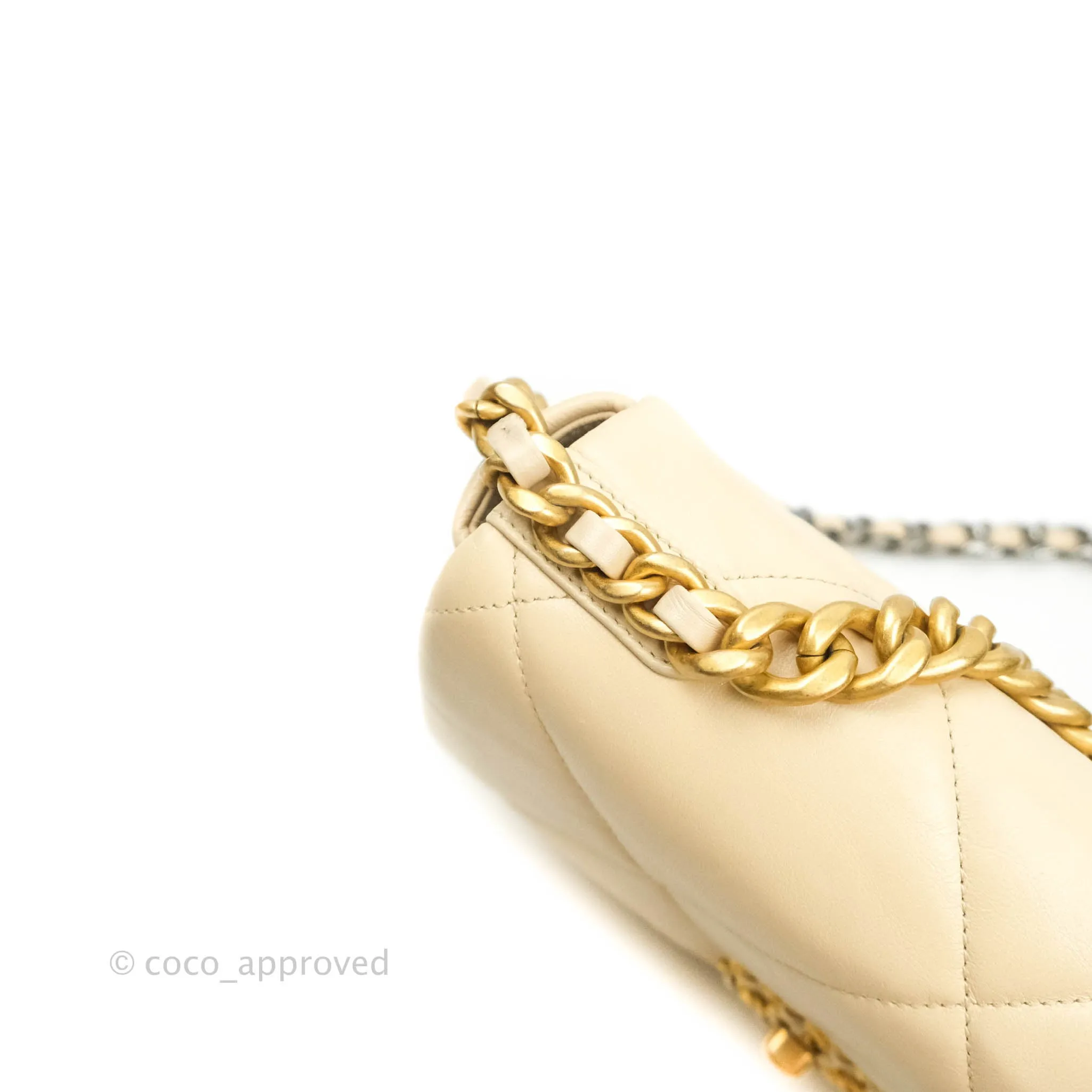 Chanel 19 Small Beige Goatskin Mixed Hardware