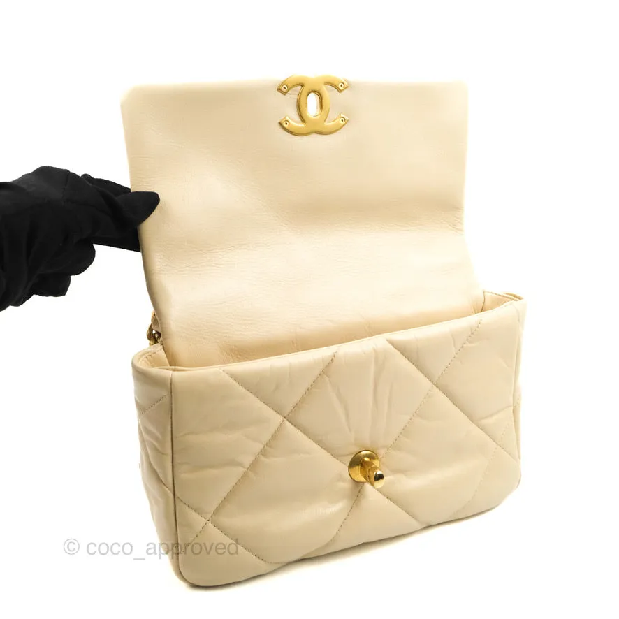 Chanel 19 Small Beige Goatskin Mixed Hardware