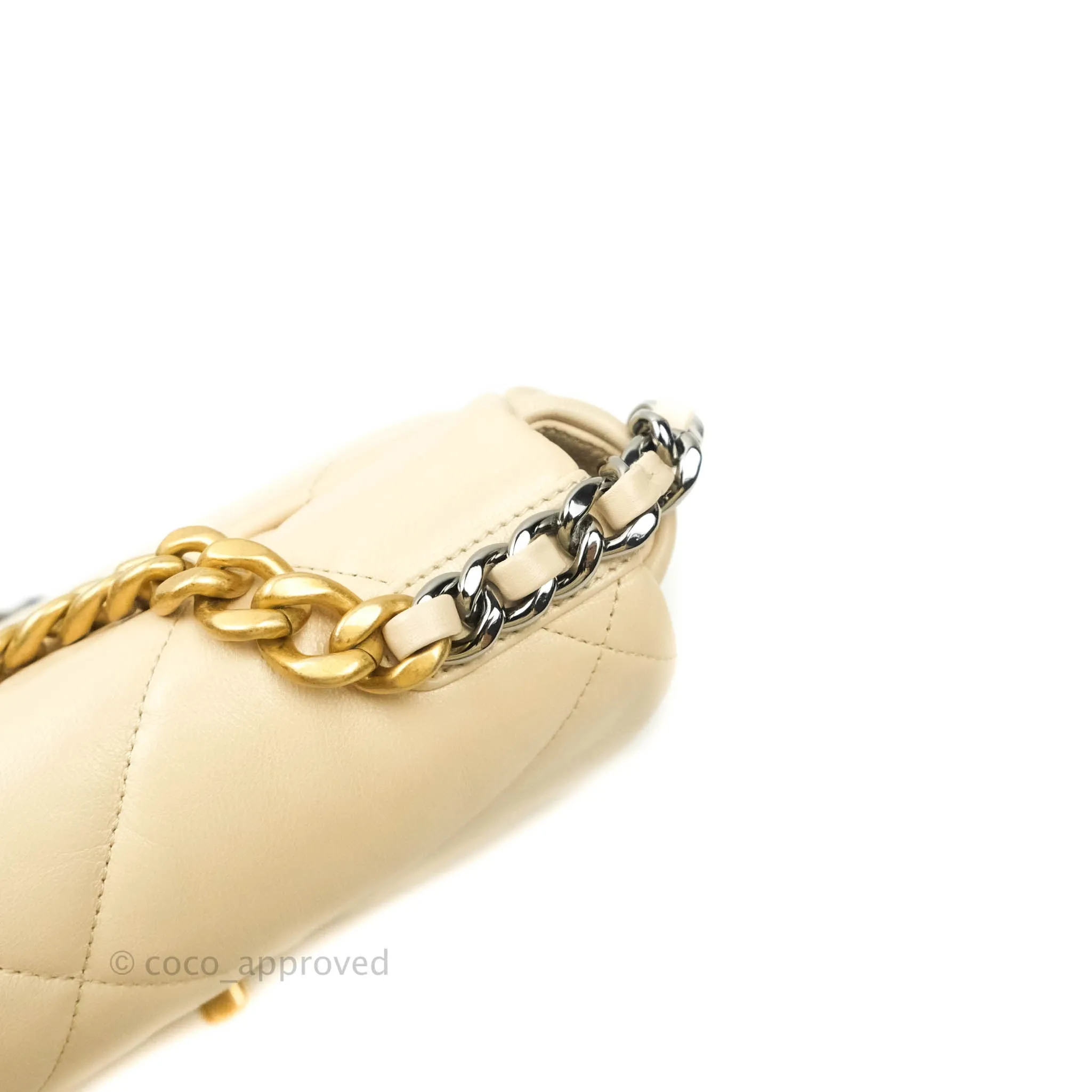 Chanel 19 Small Beige Goatskin Mixed Hardware