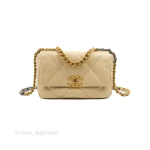 Chanel 19 Small Beige Goatskin Mixed Hardware