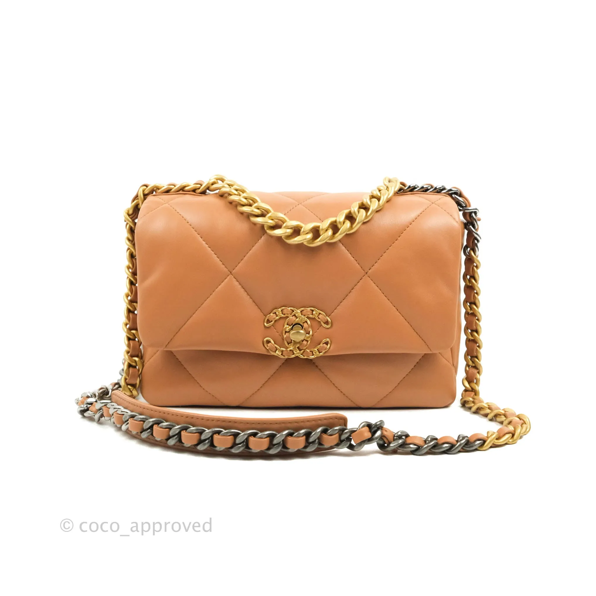 Chanel 19 Small Caramel Dark Beige Mixed Hardware 21K