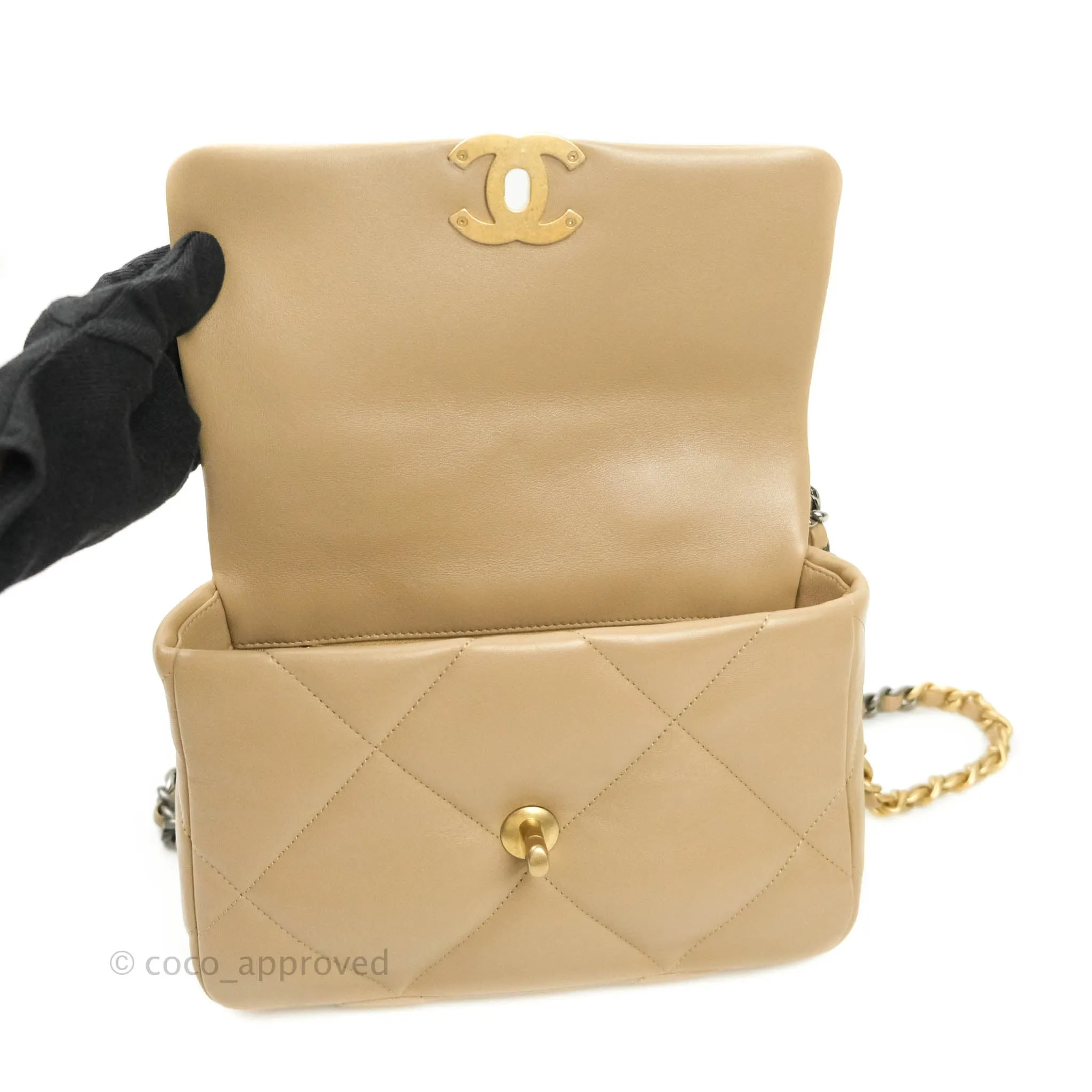 Chanel 19 Small Dark Beige Mixed Hardware