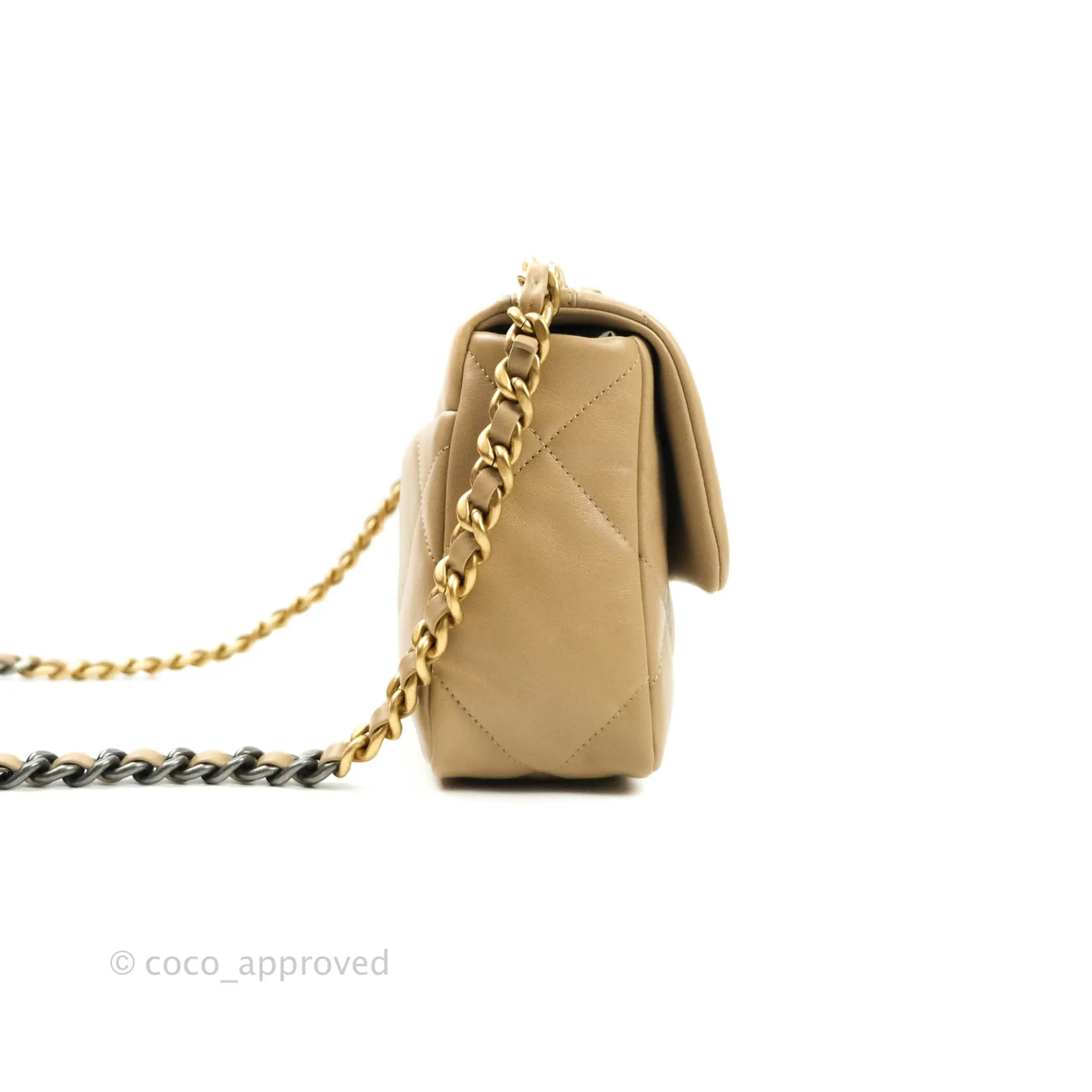 Chanel 19 Small Dark Beige Mixed Hardware