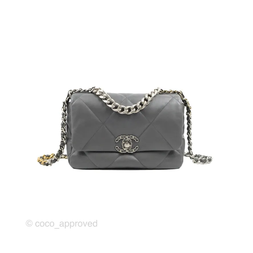 Chanel 19 Small Dark Grey Lambskin Mixed Hardware