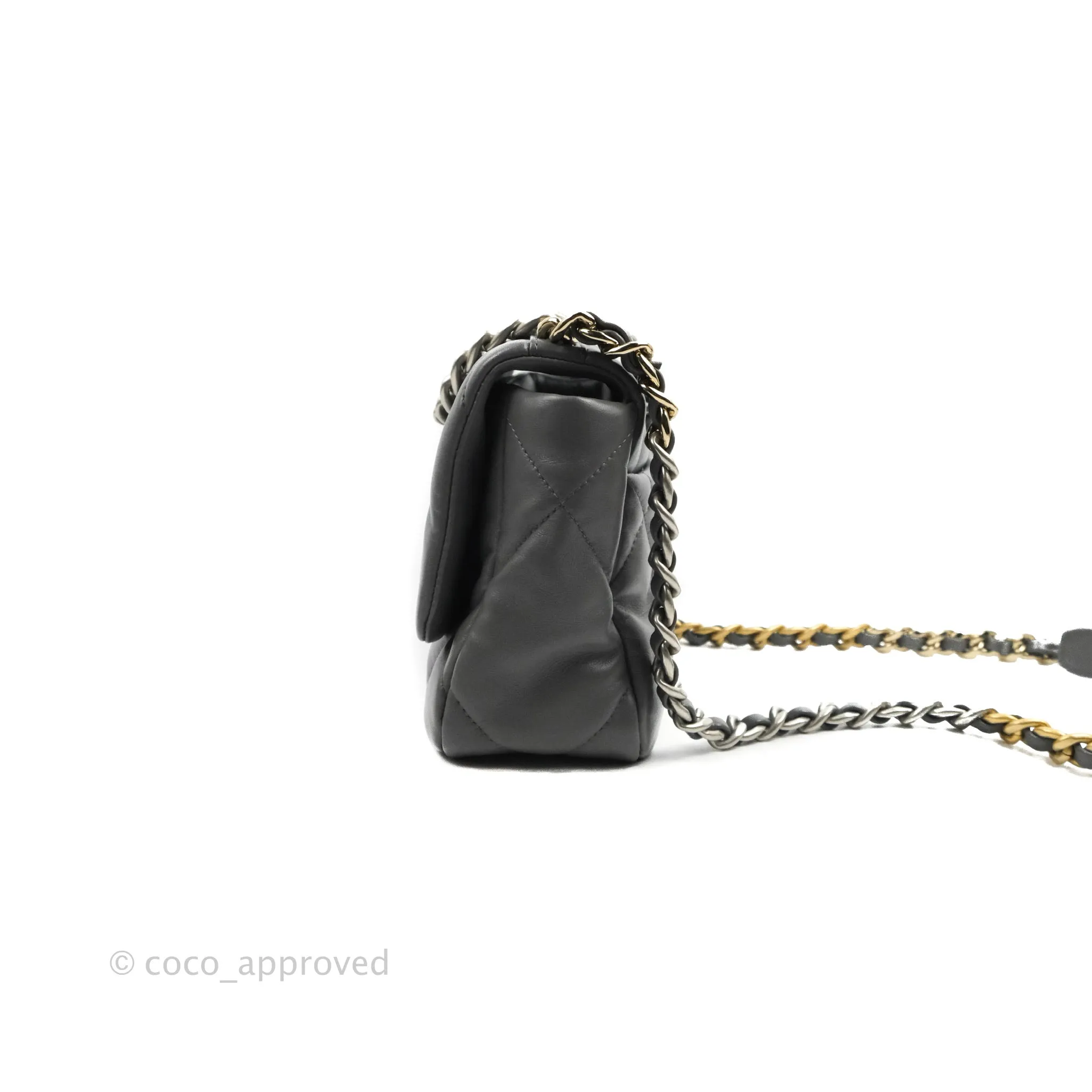 Chanel 19 Small Dark Grey Mixed Hardware