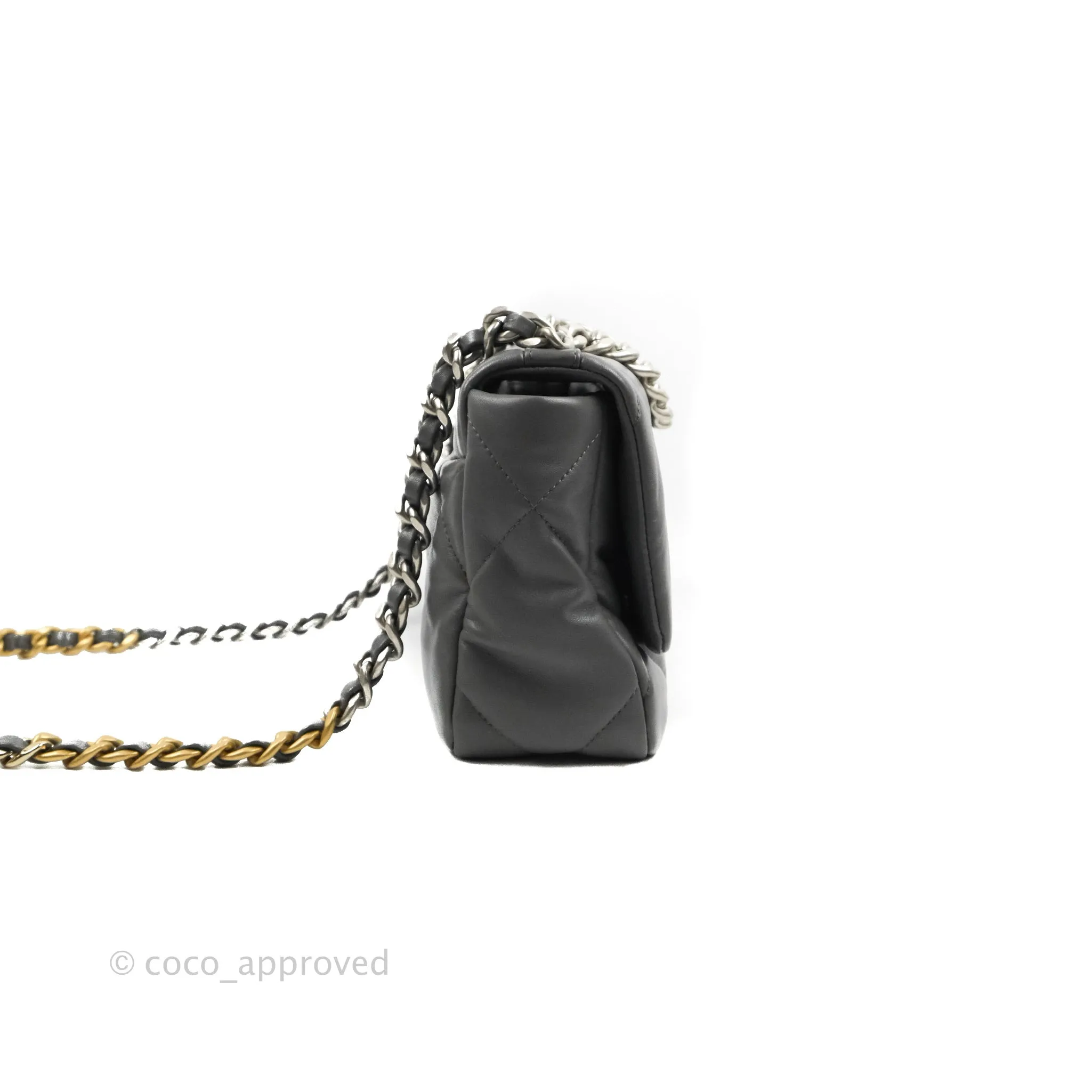 Chanel 19 Small Dark Grey Mixed Hardware