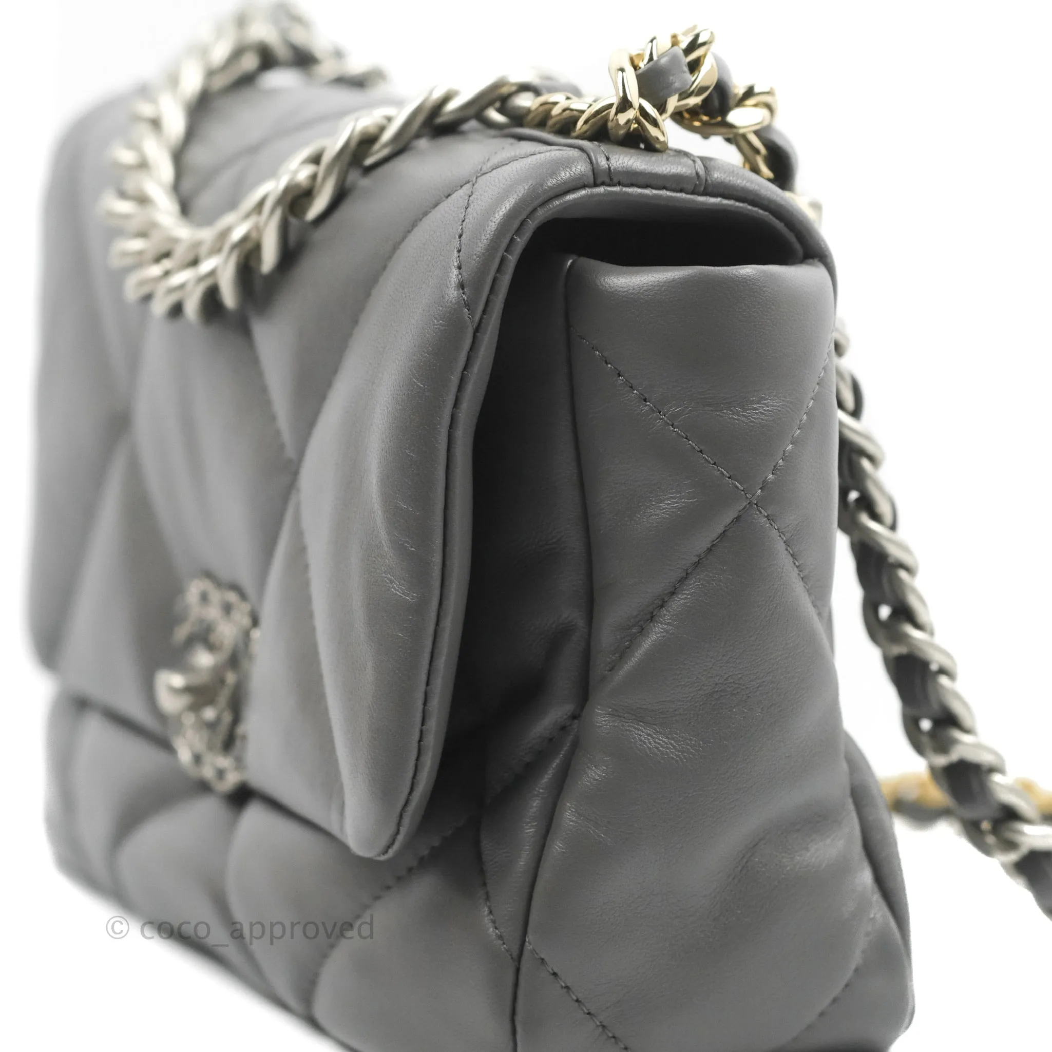 Chanel 19 Small Dark Grey Mixed Hardware