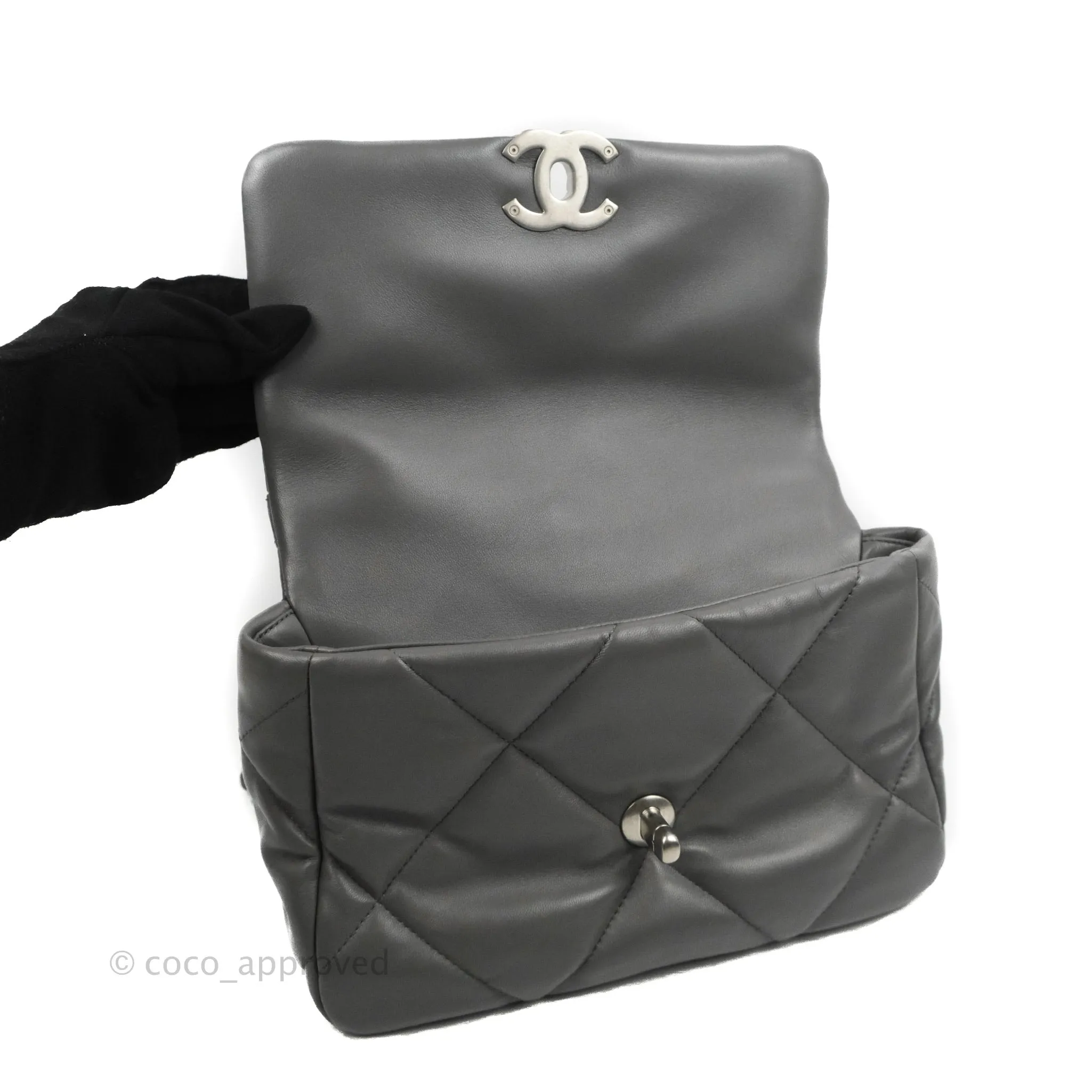 Chanel 19 Small Dark Grey Mixed Hardware