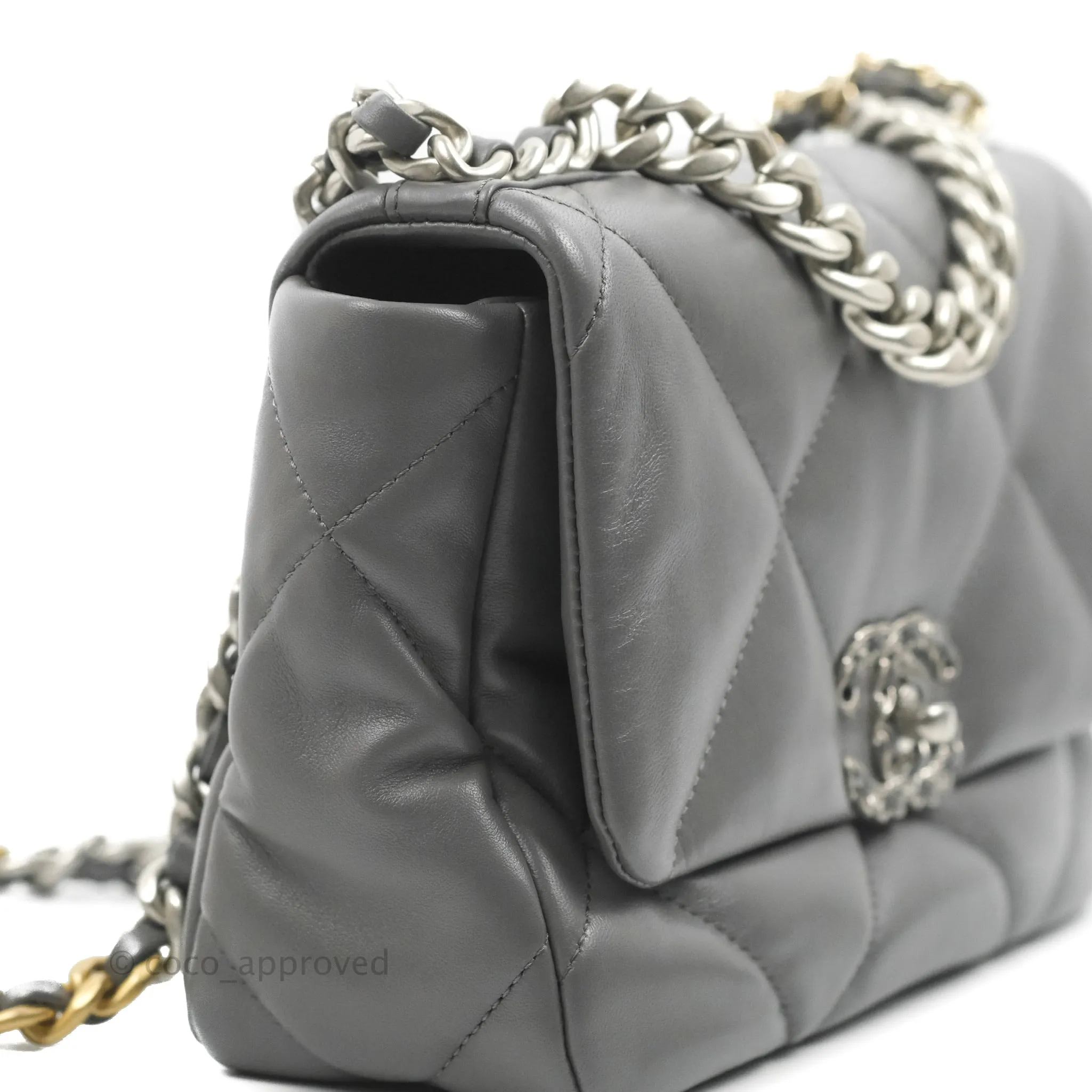 Chanel 19 Small Dark Grey Mixed Hardware