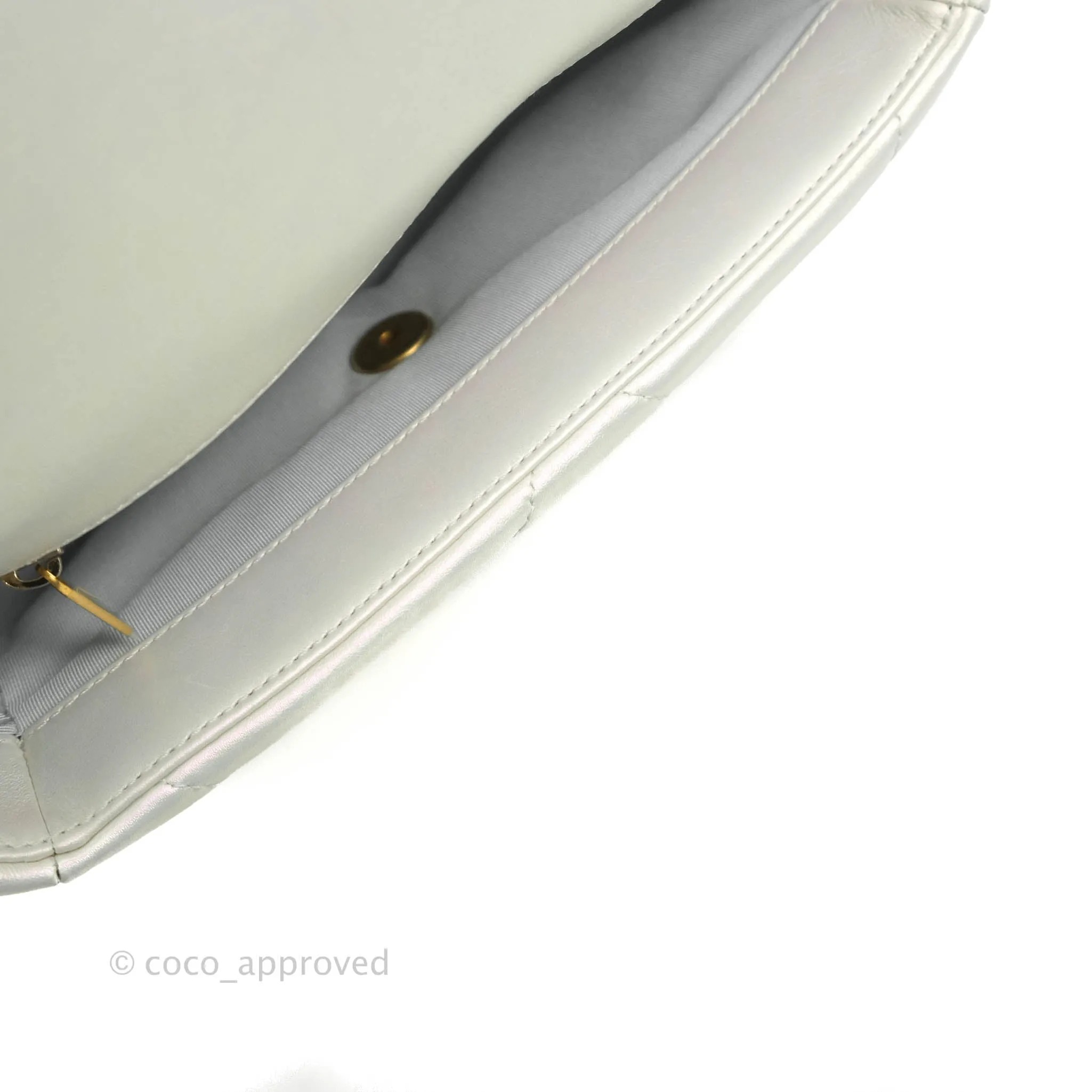 Chanel 19 Small Iridescent White Mixed Hardware