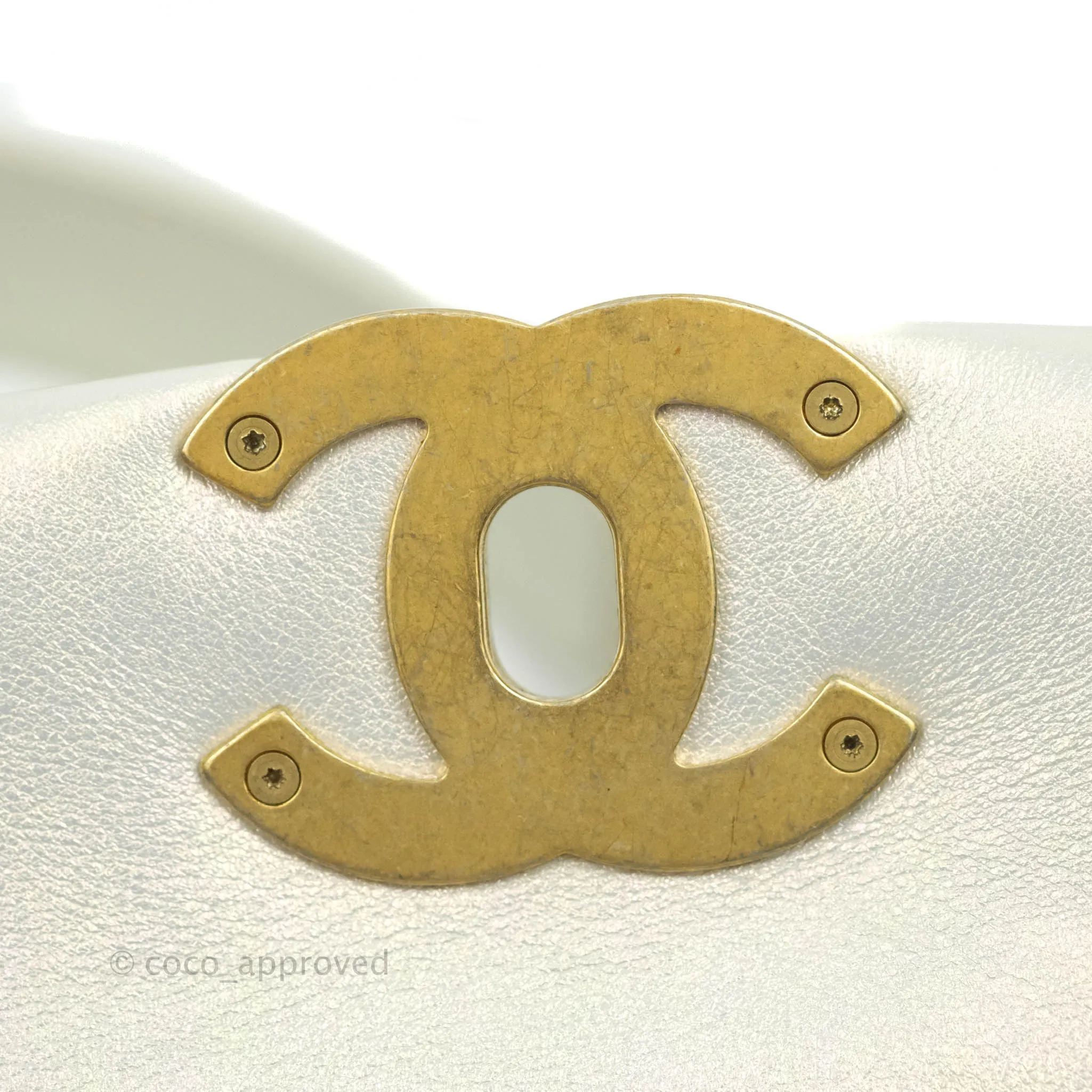 Chanel 19 Small Iridescent White Mixed Hardware