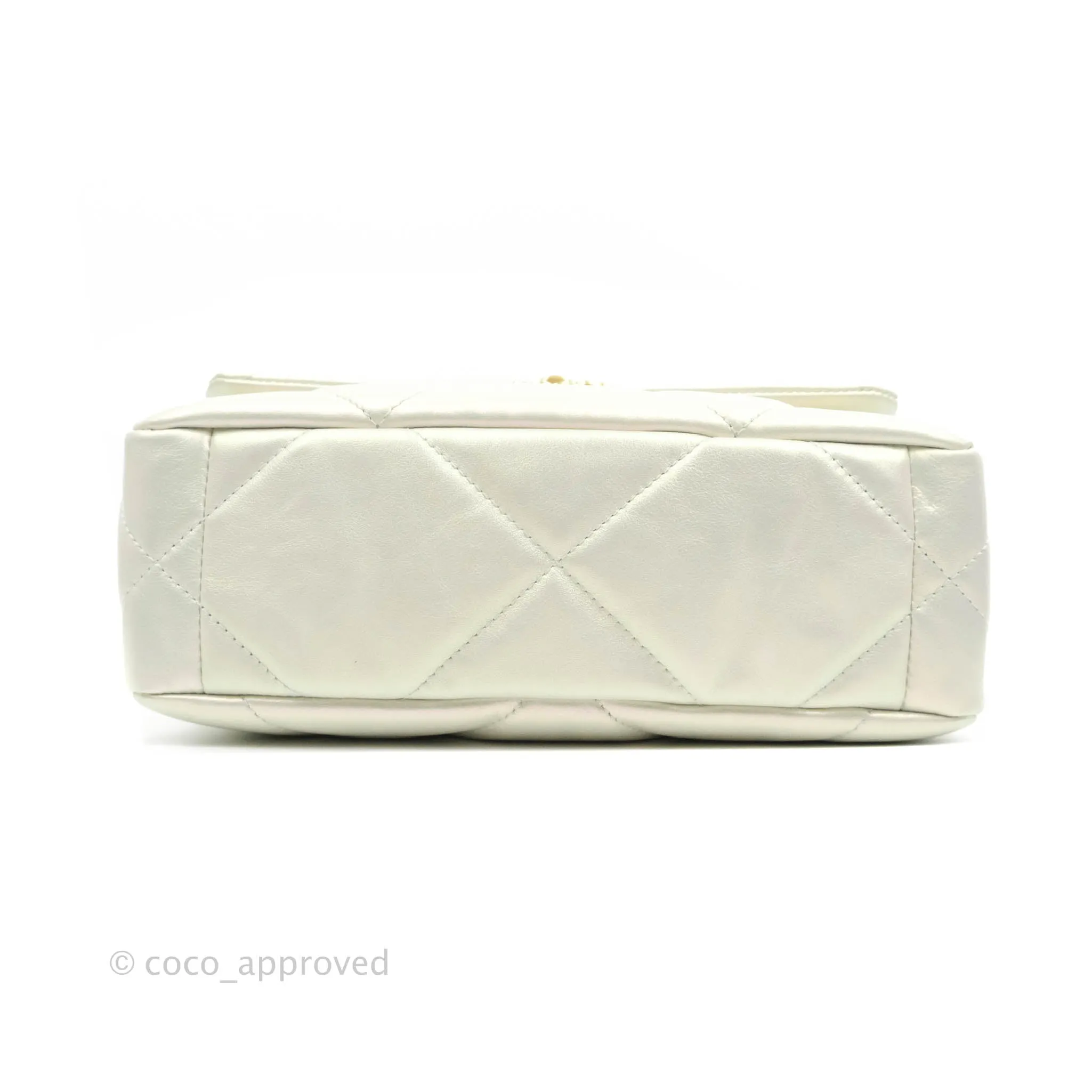 Chanel 19 Small Iridescent White Mixed Hardware