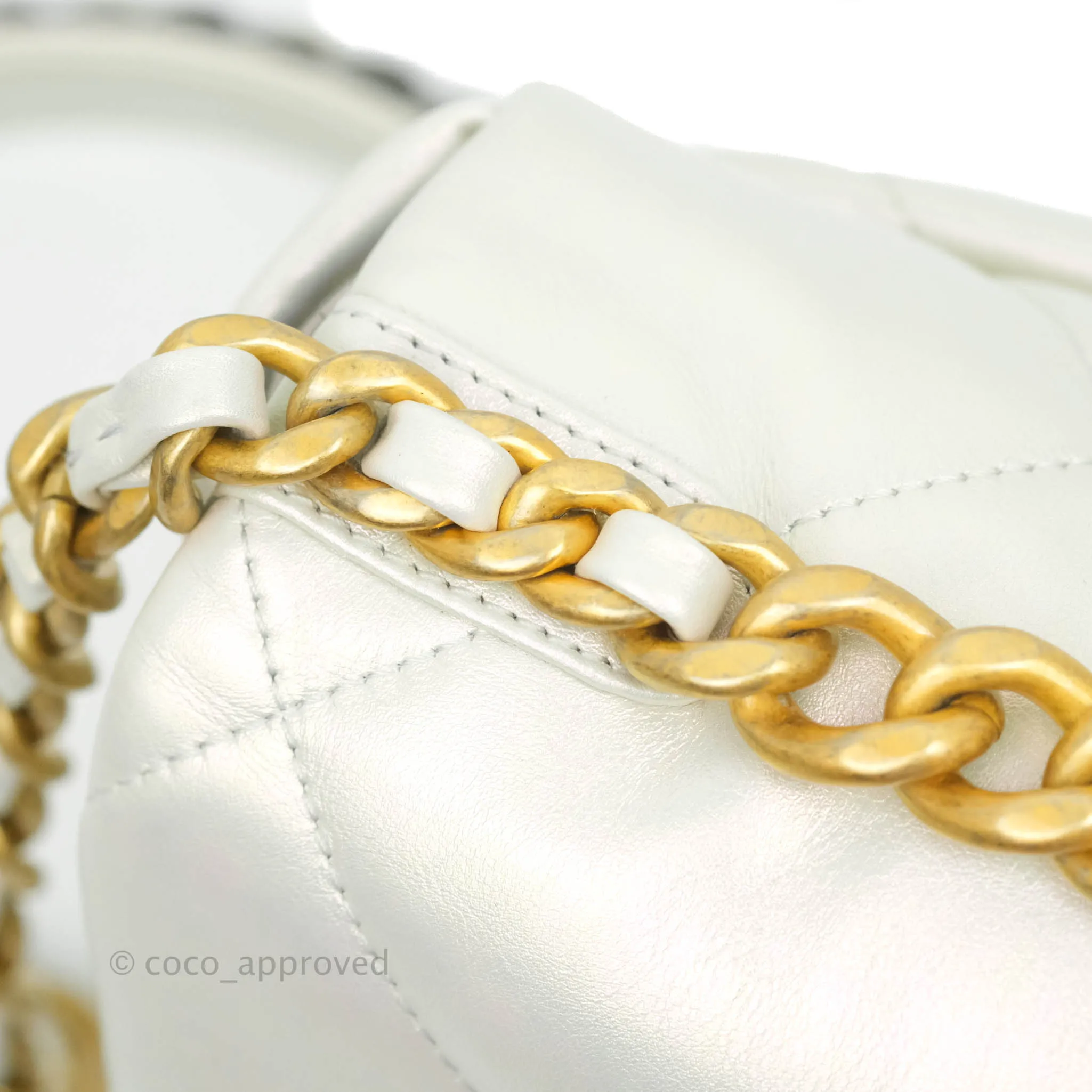 Chanel 19 Small Iridescent White Mixed Hardware