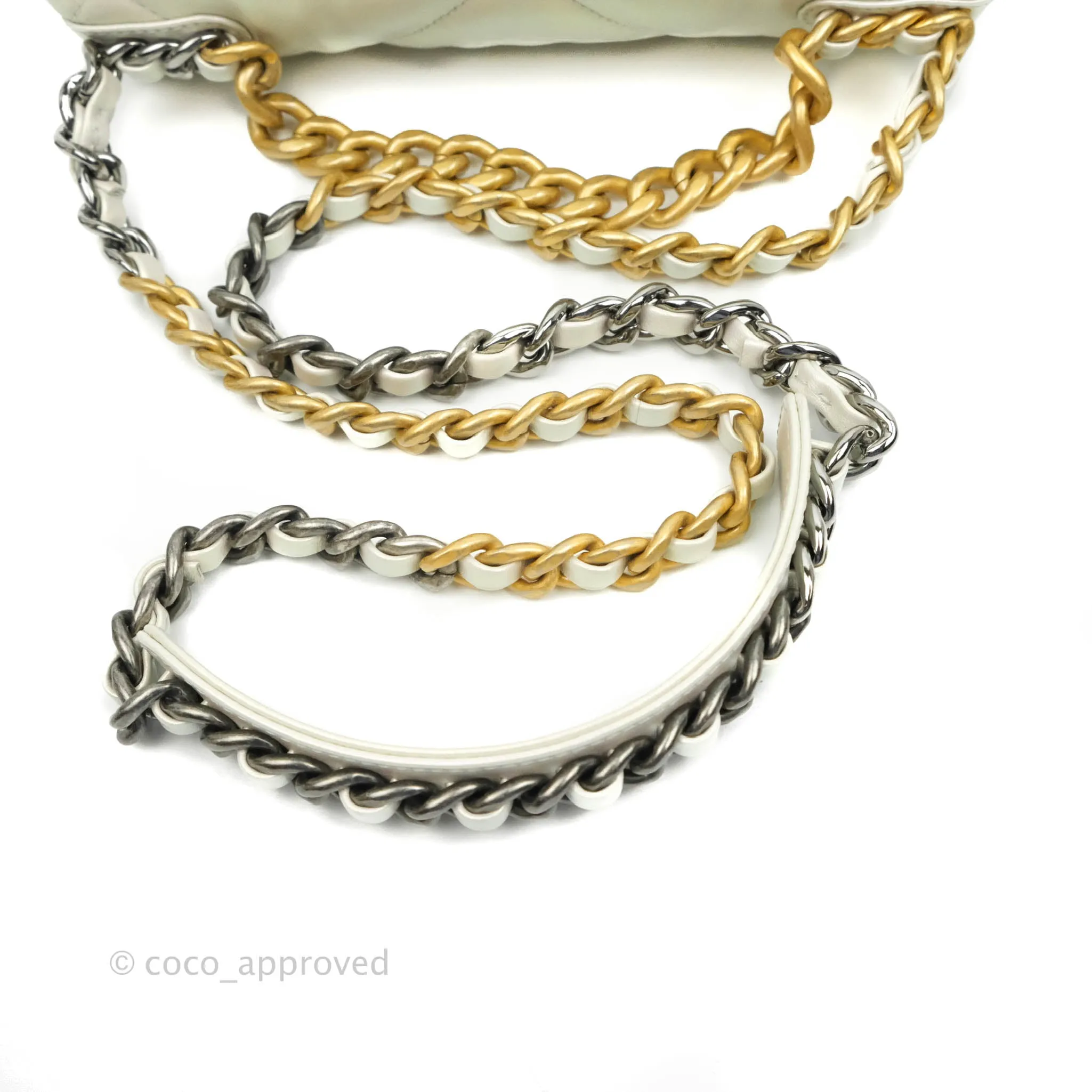 Chanel 19 Small Iridescent White Mixed Hardware