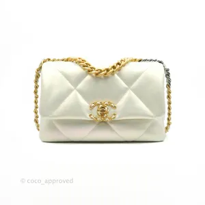 Chanel 19 Small Iridescent White Mixed Hardware