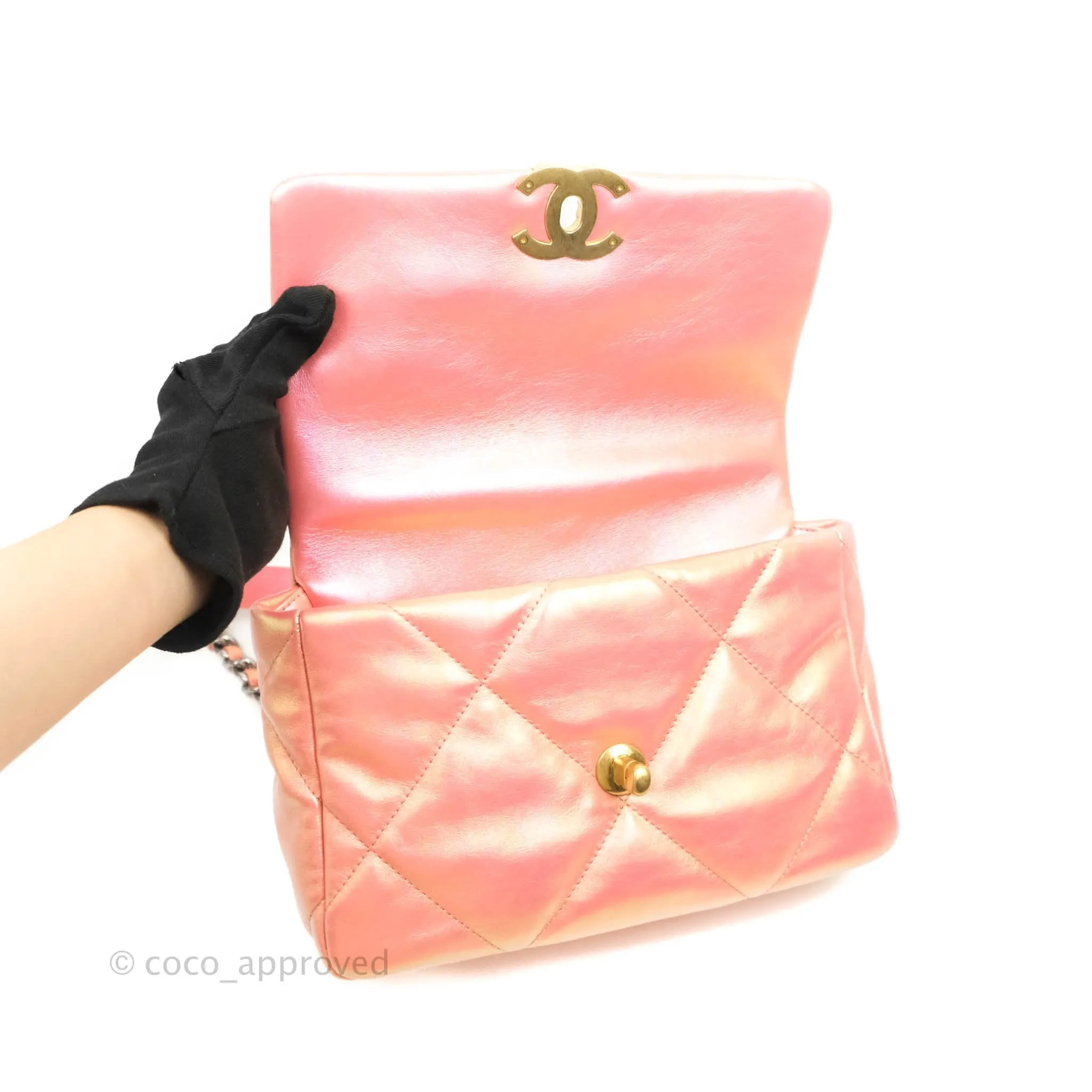 Chanel 19 Small Metallic Pink Mixed Hardware