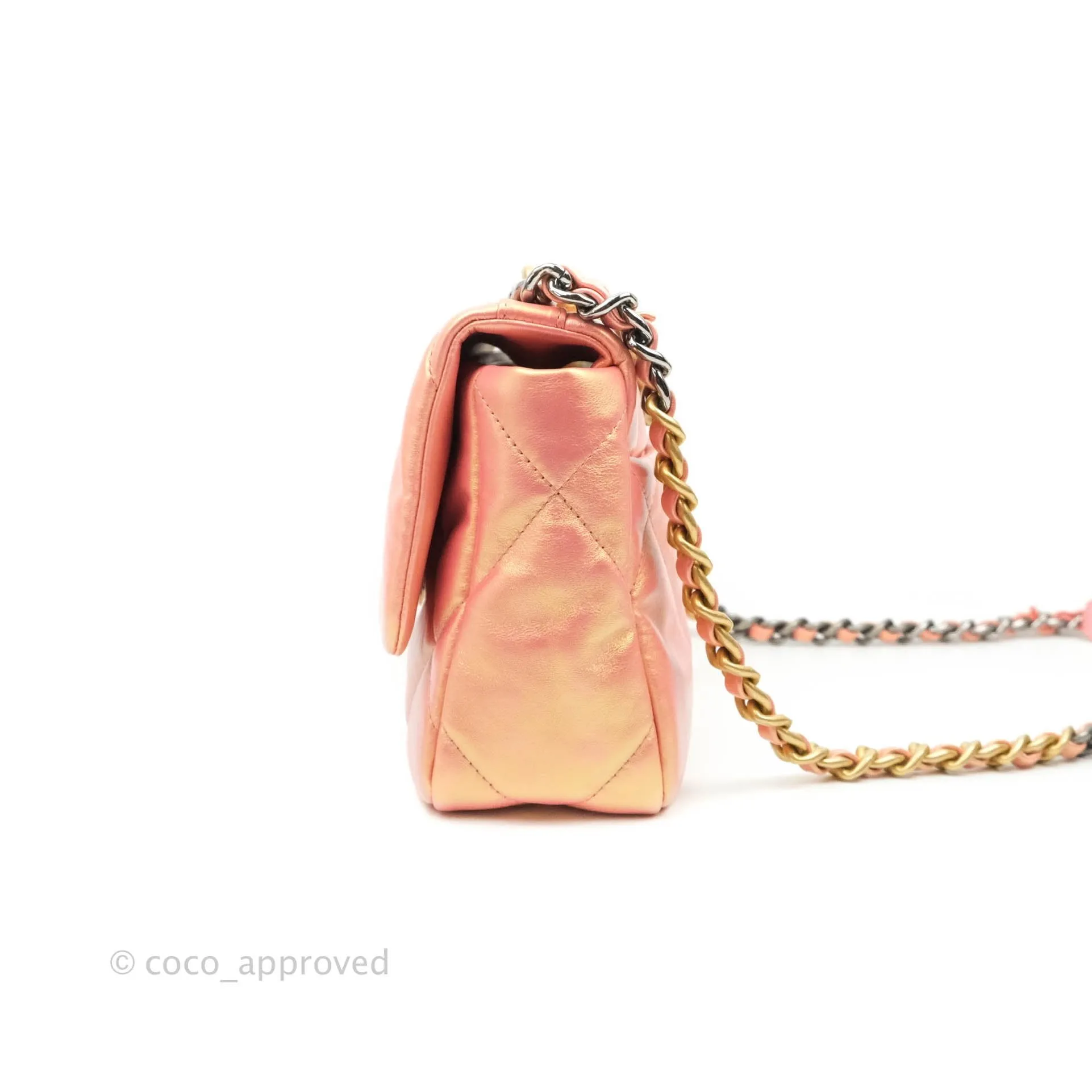 Chanel 19 Small Metallic Pink Mixed Hardware