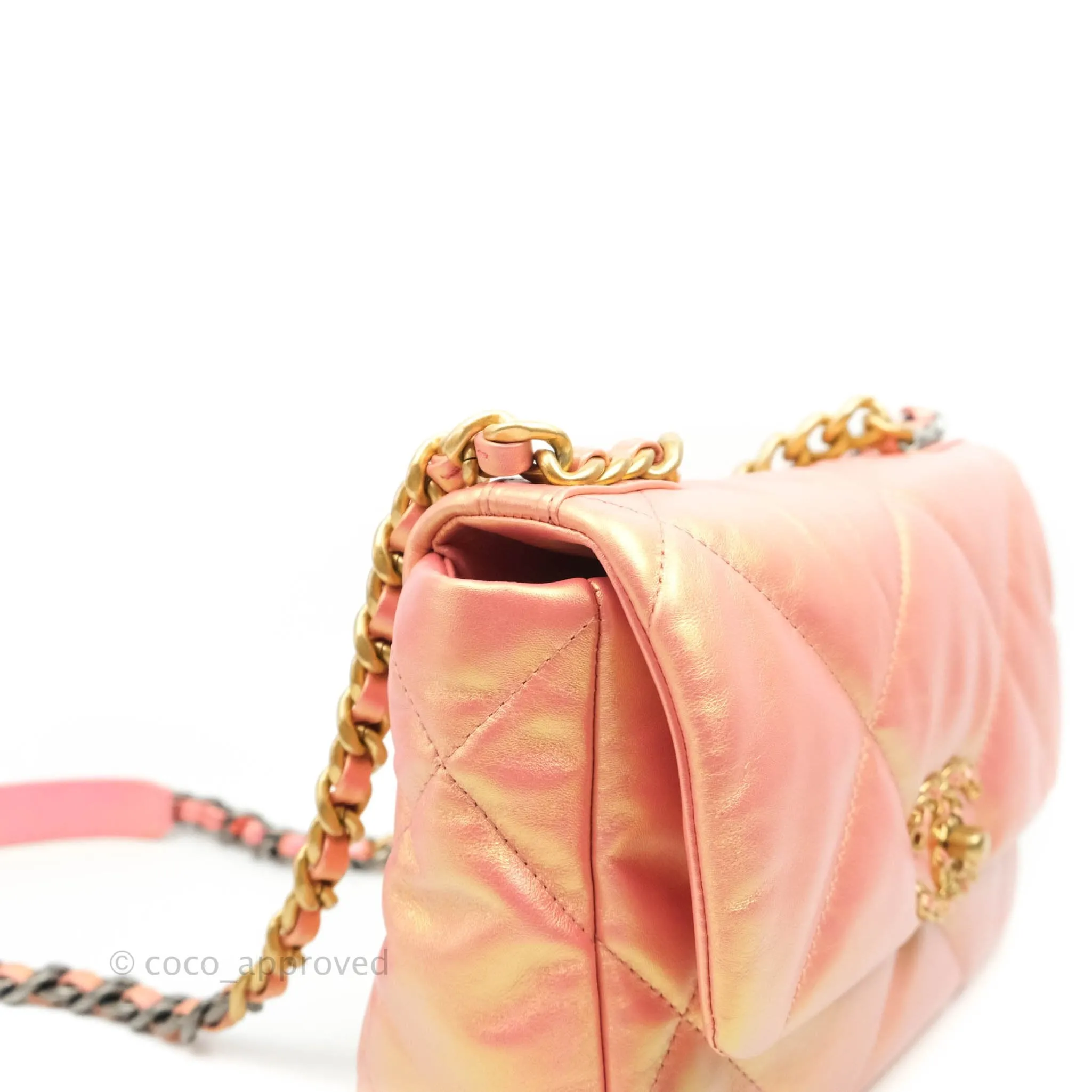 Chanel 19 Small Metallic Pink Mixed Hardware