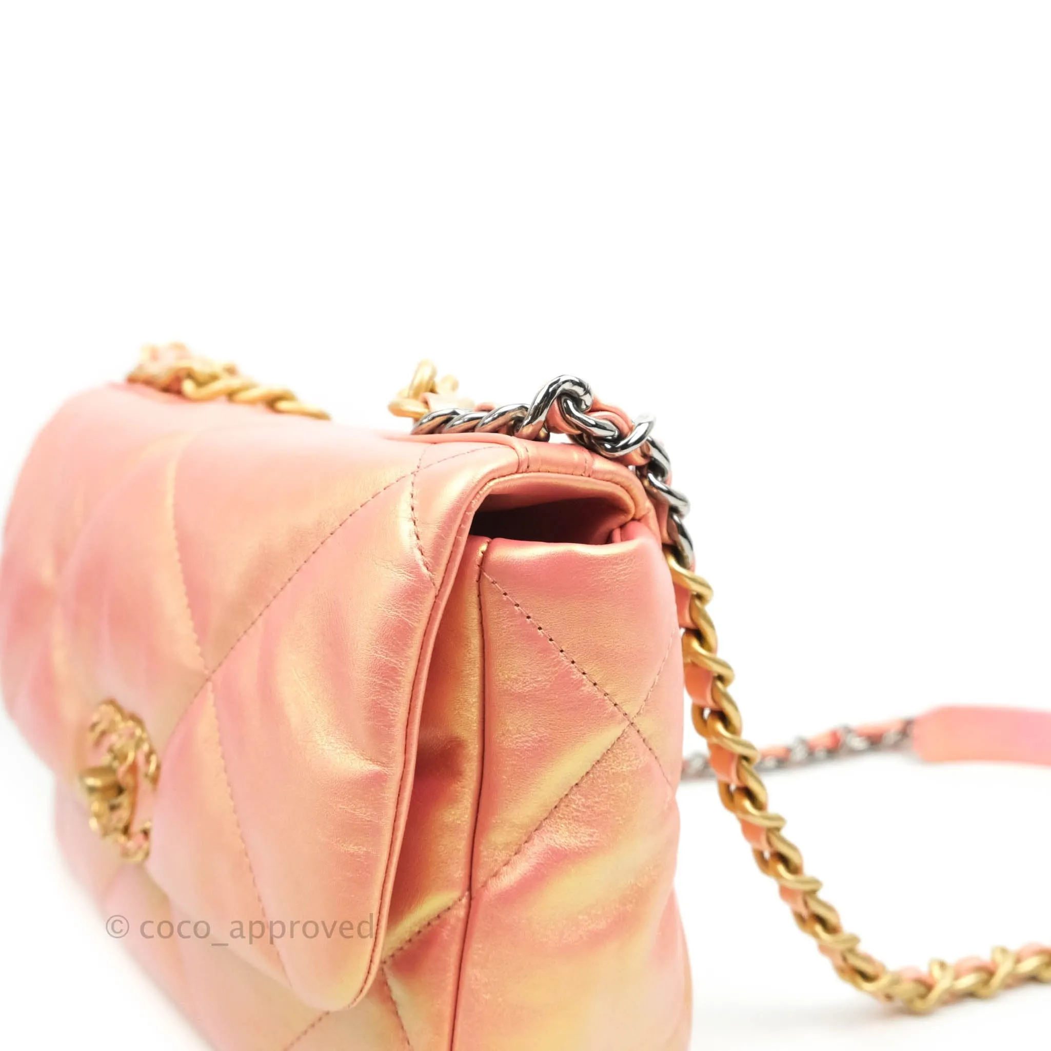 Chanel 19 Small Metallic Pink Mixed Hardware