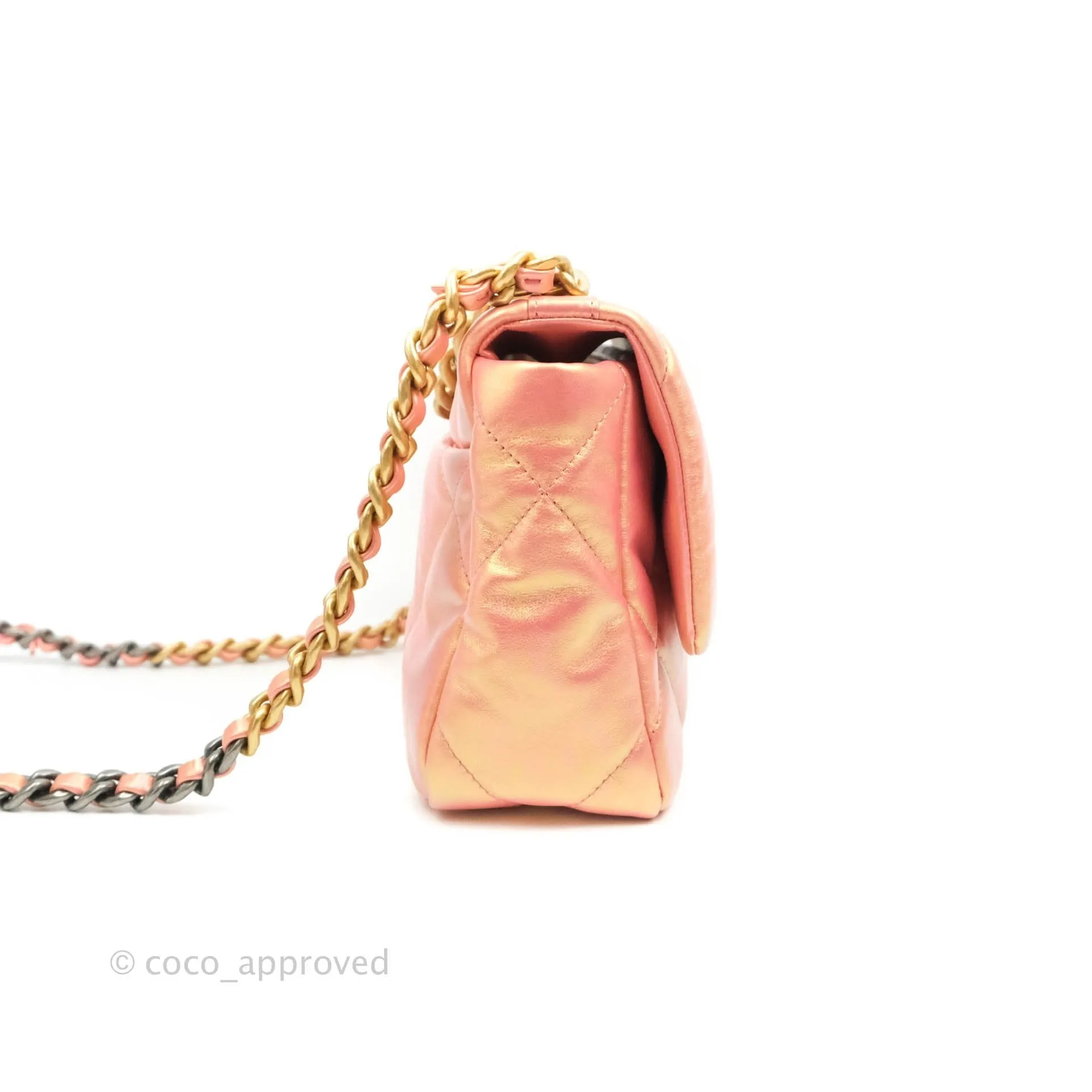 Chanel 19 Small Metallic Pink Mixed Hardware