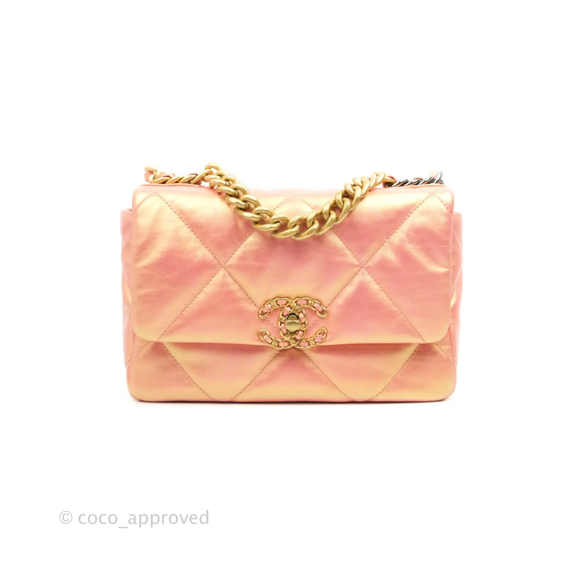 Chanel 19 Small Metallic Pink Mixed Hardware