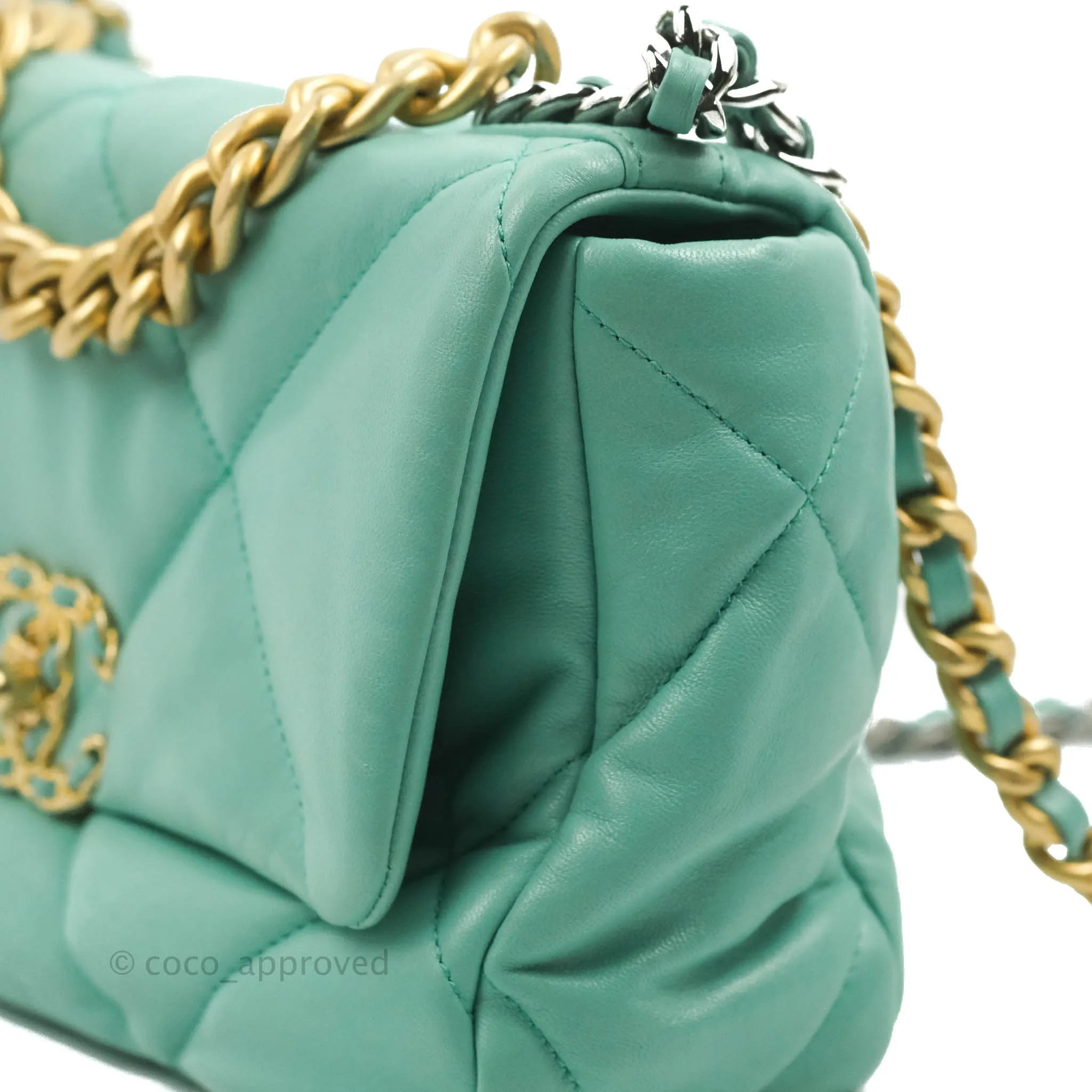Chanel 19 Small Tiffany Blue Mixed Hardware