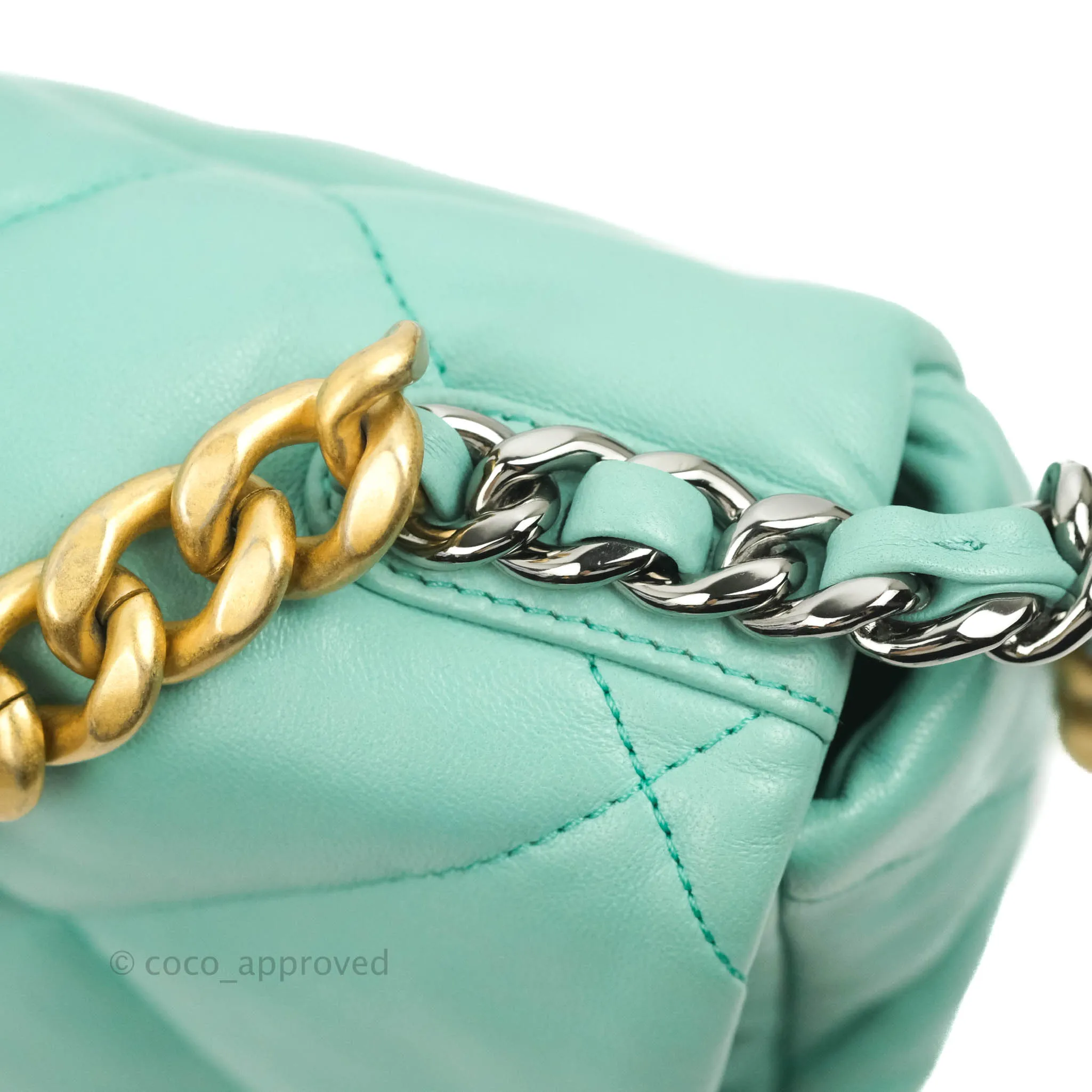 Chanel 19 Small Tiffany Blue Mixed Hardware